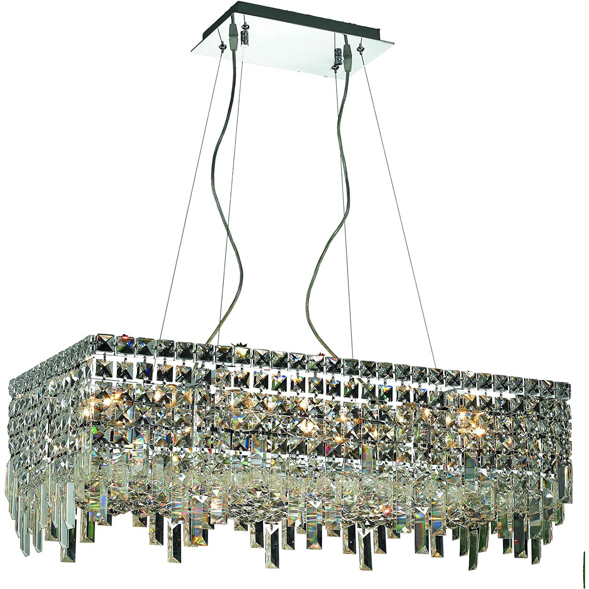 Elegant Lighting 2035D28C/Rc Royal Cut Clear Crystal Maxim 16-Light Crystal Pendant, Finished In Chrome With Clear Crystals
