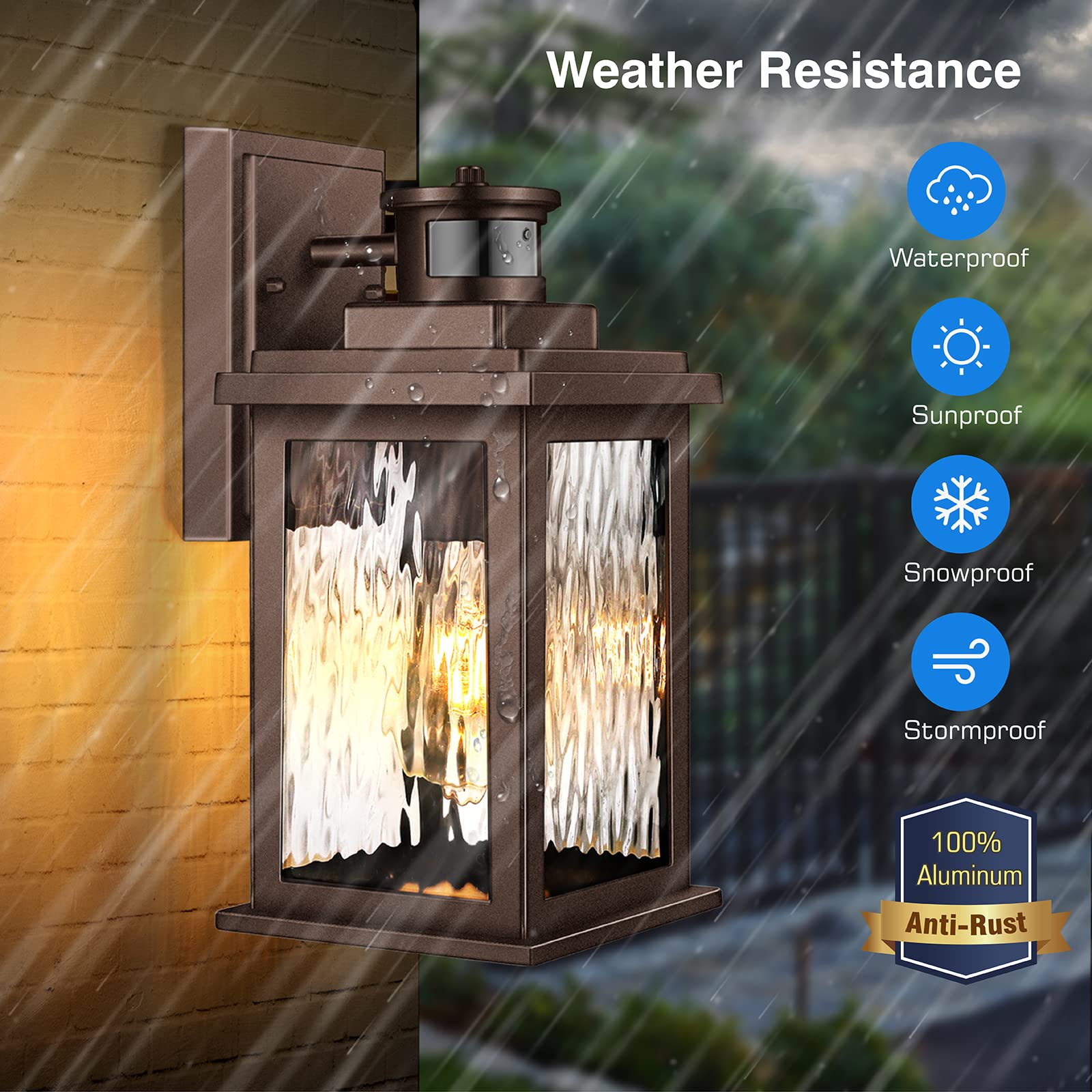 Vianis Exterior Light Fixture With Motion Sensor, 2 Packs Oil Rubbed Bronze Dusk To Dawn Outdoor Porch Lights Wall Mount, Anti-R