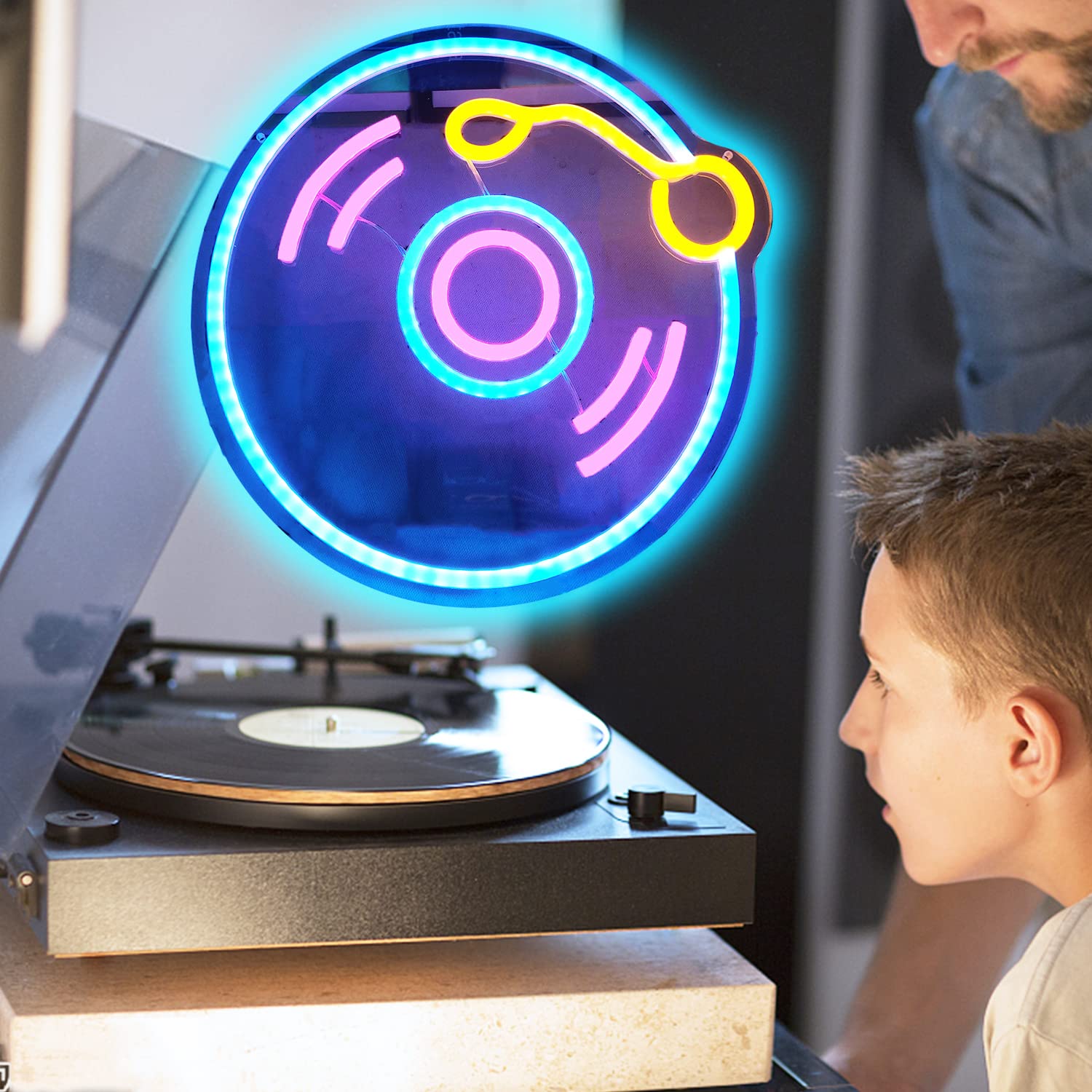 Record Neon Sign Dimmable Music Neon Signs for Wall Decor Player Record Neon Light Live Music Neon Sign Art Music Neon Light Sig