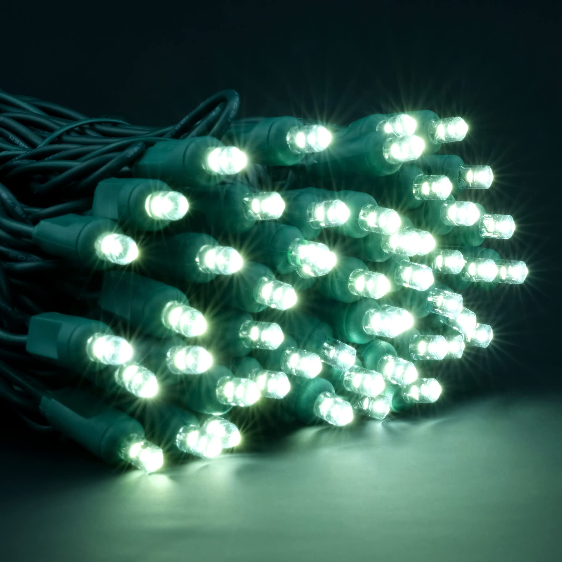 Yuletime Cool White 5Mm Led Christmas Lights, 50 Ft 100 Count 6'' Spacing One-Piece High Waterproof Wide Angle Ul Certified Stri