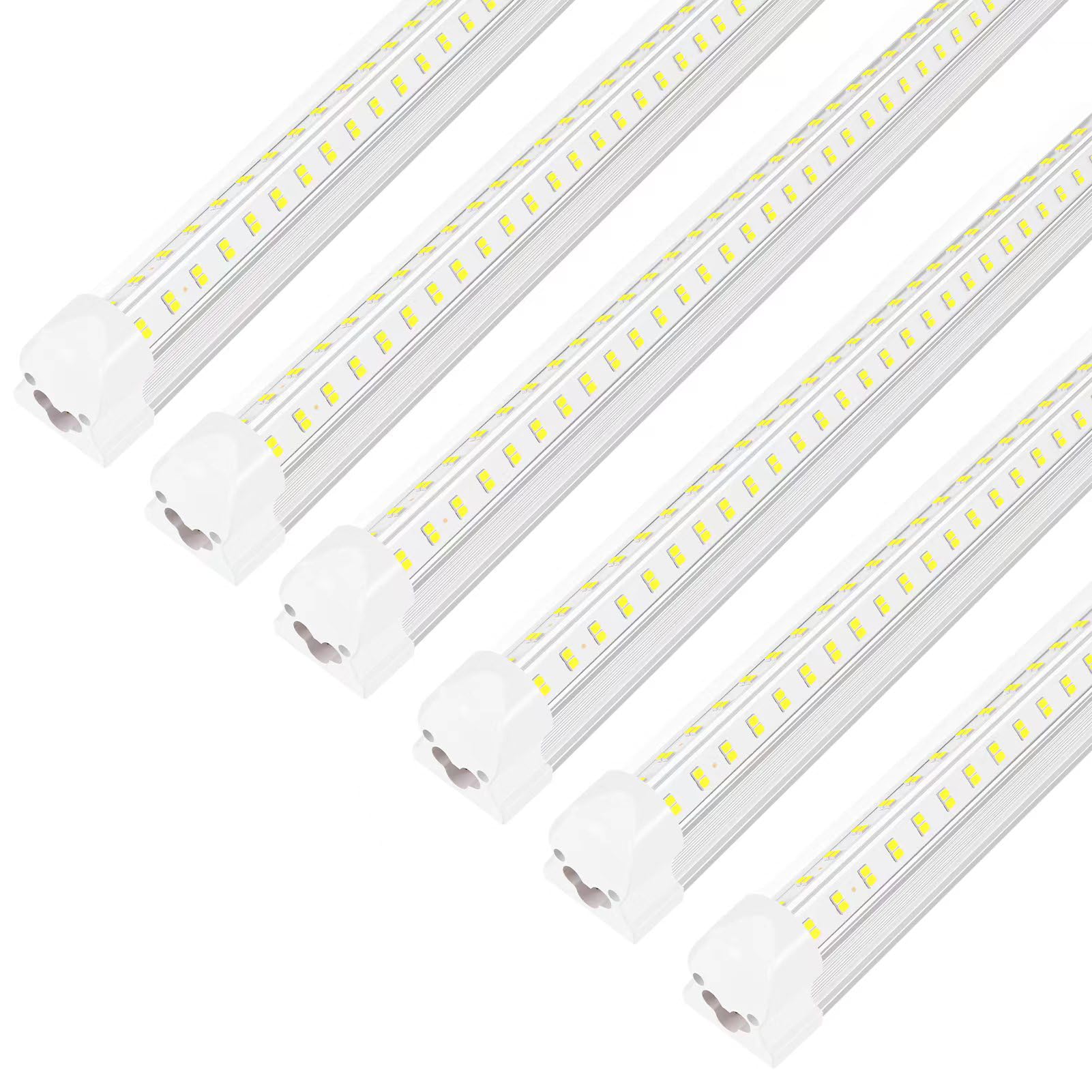 AQIQUUT LED Shop Lights 4FT 50W 6500K Clear White V-Shape Linkable 6-Pack