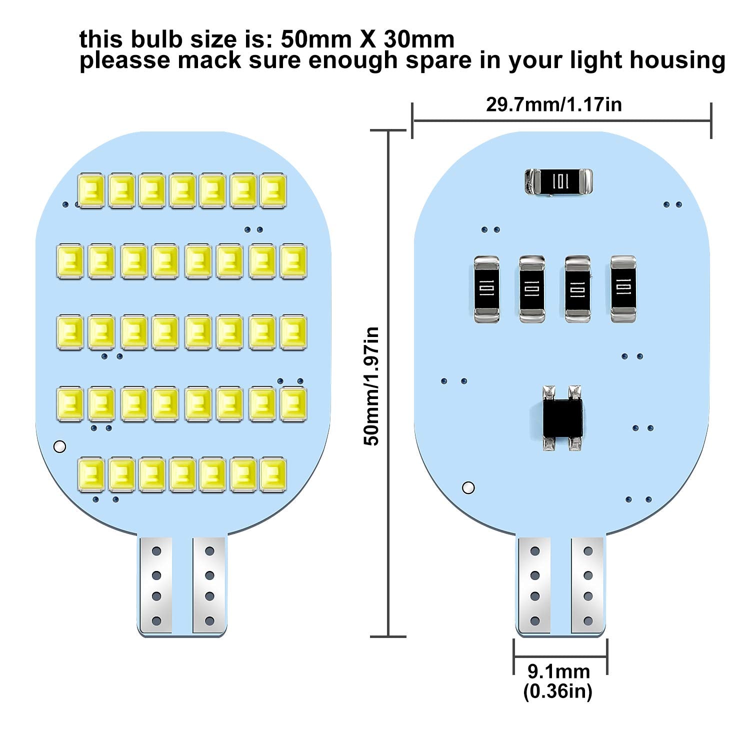 ACOHUIKE T10 LED Bulbs, Super Bright, Pack of 20, 12V for RV Ceiling Dome Light, White