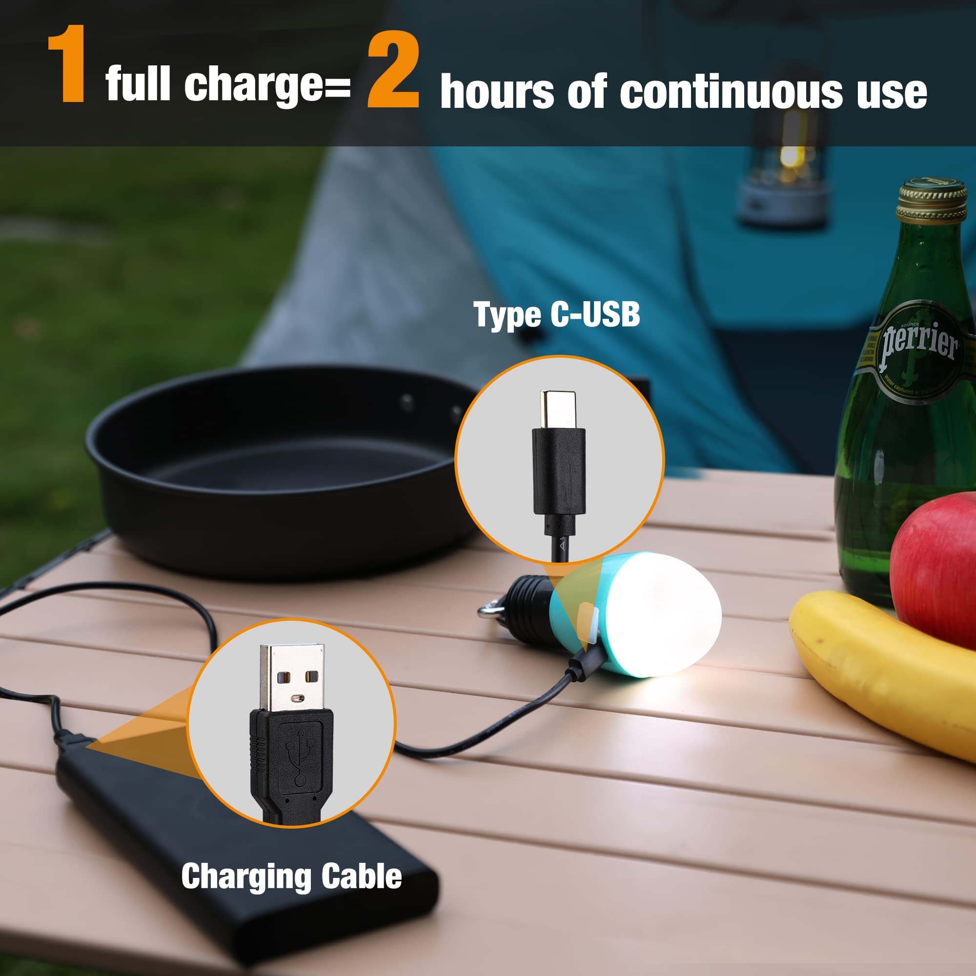 EverBrite Rechargeable Camping Light, Portable Tent Lantern, 3 Lighting Modes, Blue, Model E007090AE, 2 Pack