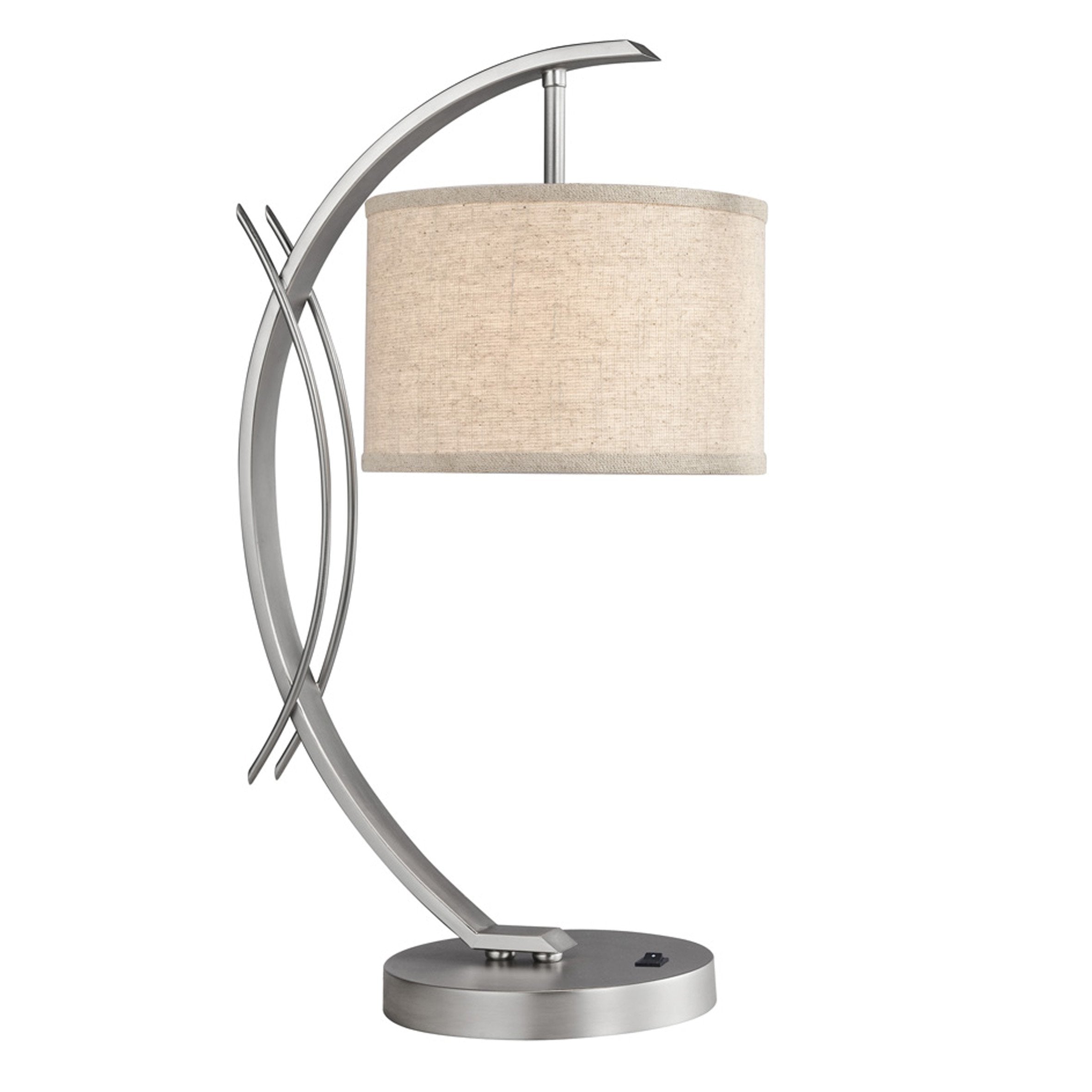 Woodbridge Lighting 13481STN-S10801 Eclipse Satin Nickel Table Lamp,7.5 x 21.75, Beige Shade