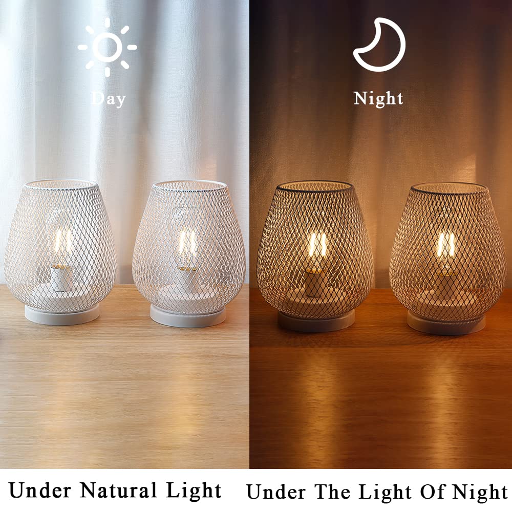 Jhy Design Set Of 2 Metal Cage Led Lanterns Battery Powered Cordless Accent Light With Led Great For Weddings Parties Patio Even