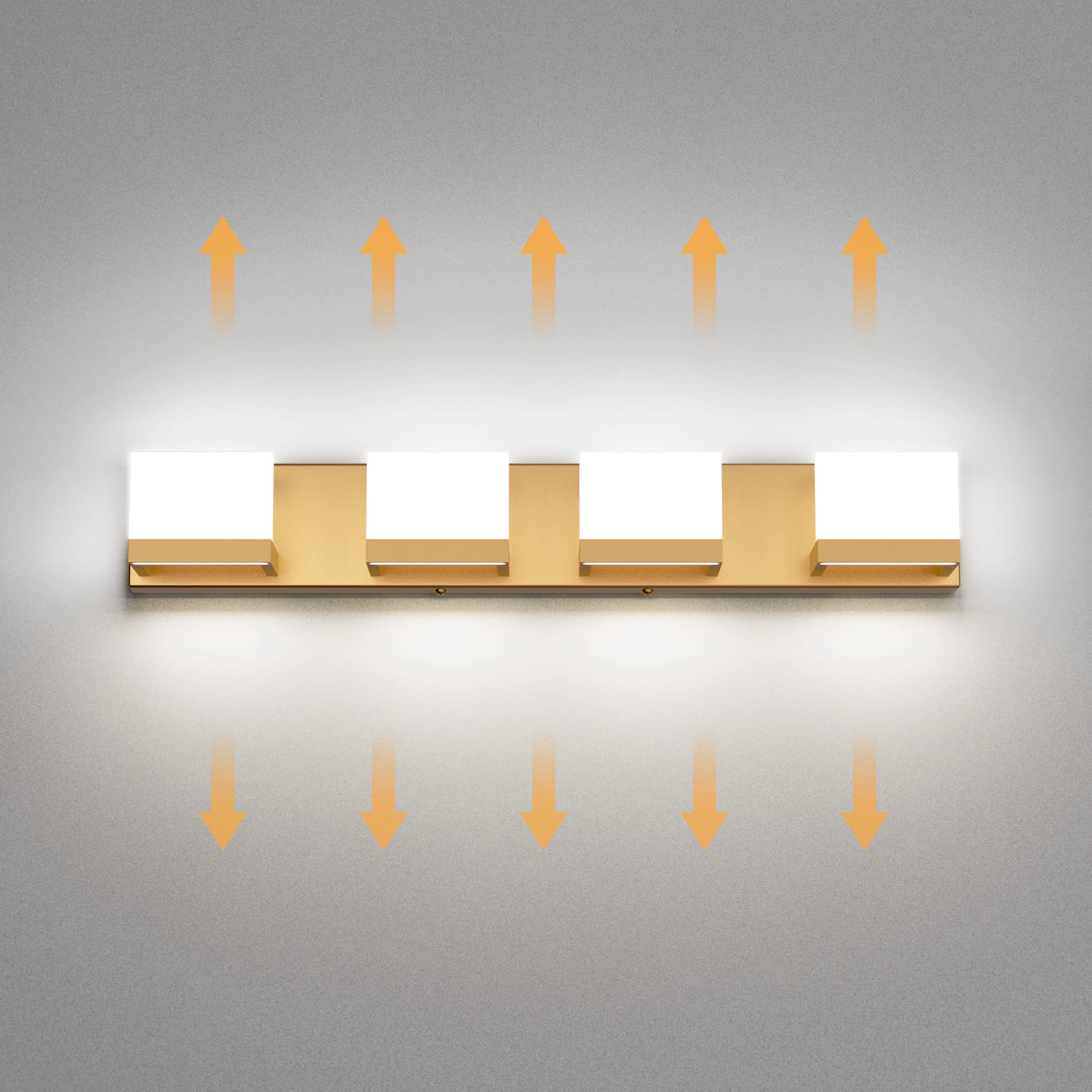 Tipace Gold Vanity Lights For Bathroom Modern Led 4 Lights Bathroom Vanity Lights Up And Down Wall Light Fixtures 6000K