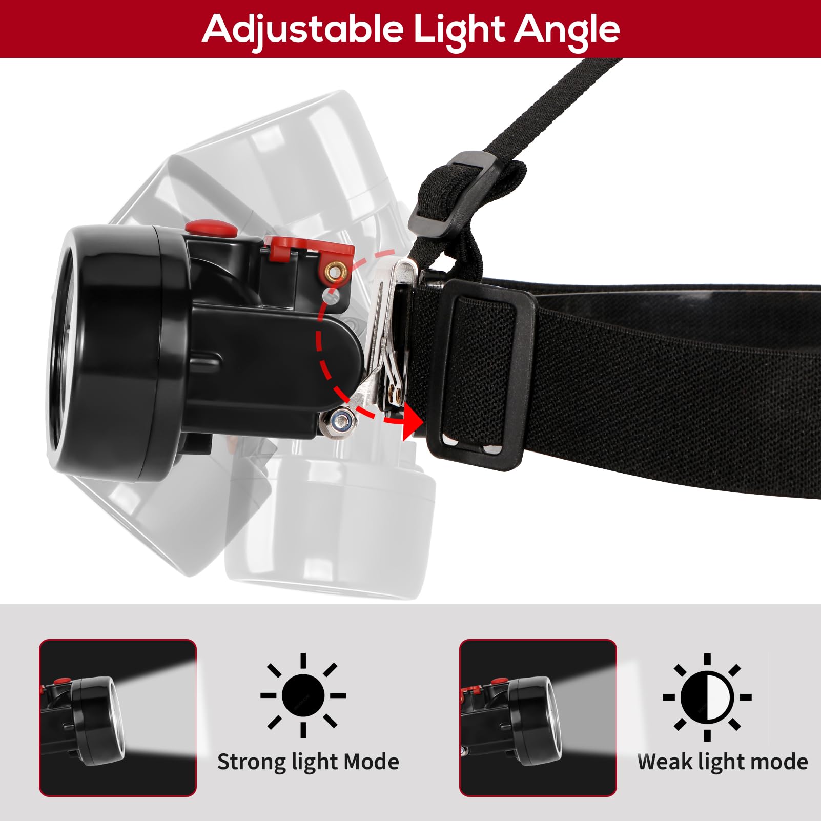 Hunting Friends KL2.8LM Rechargeable LED Headlamp Waterproof Red for Camping, Night Running, Fishing, and Hunting