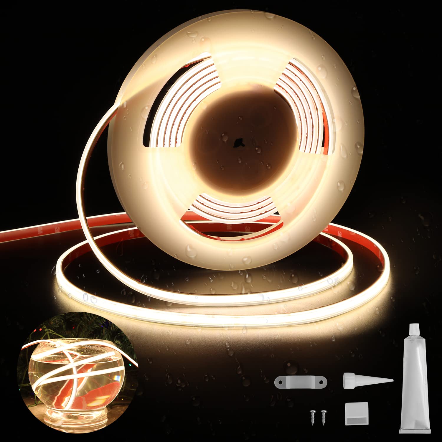 Dephen 16.4Ft Outdoor Led Strip Lights, Ip67 Waterproof, 528 Leds/M, 4000K For Indoor/