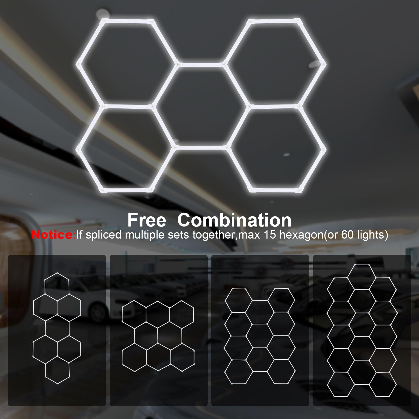 Modern Hexagon Garage Lights,25 Pack 216W 25920Lm High Brightness Hexagon Garage Led Lights For Garage, Shopping Mall, Workshop