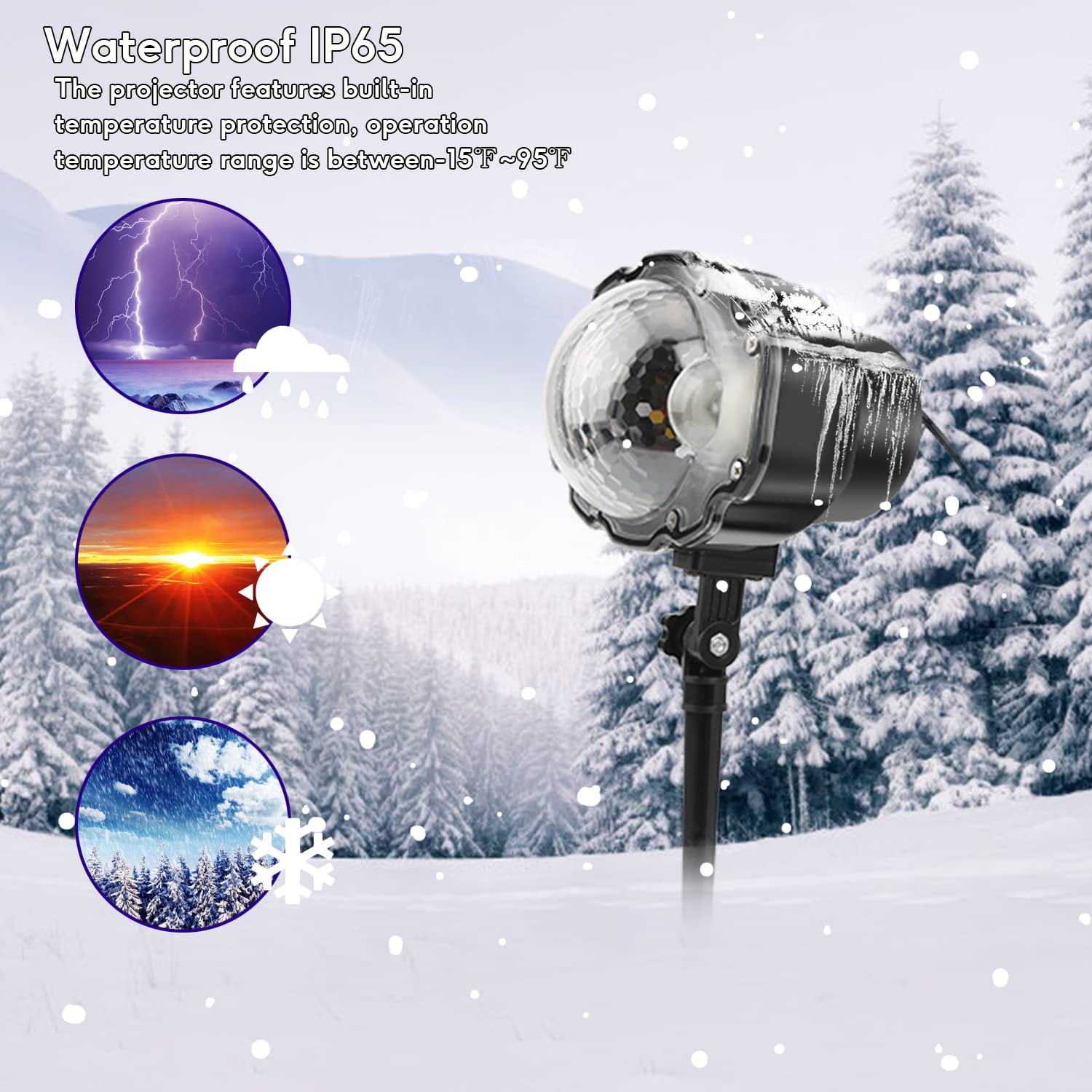 ARGIGU Snowfall Christmas Light Projector, Remote Control, Rotating, Black, Model WL-602W, Indoor/Outdoor Use