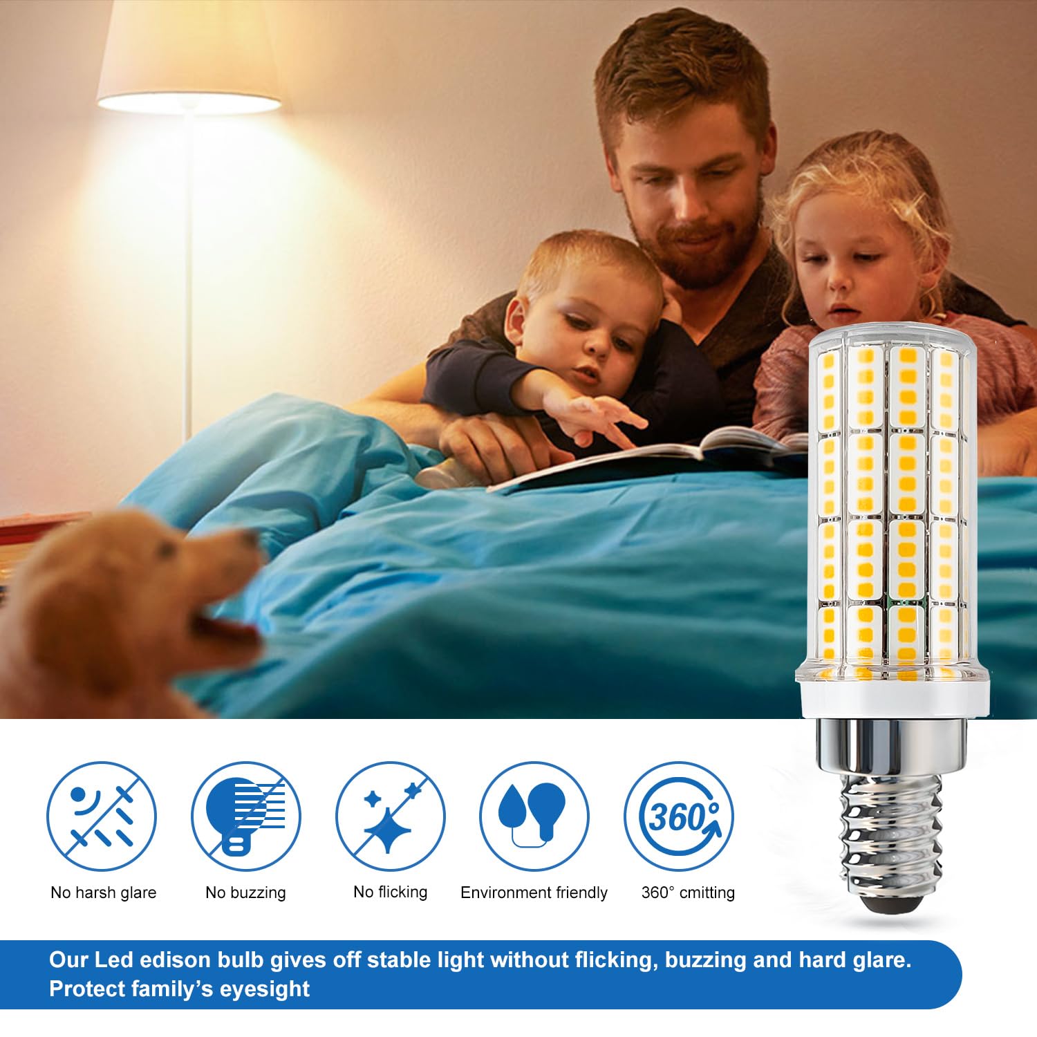 RIUVAO E12 LED Candelabra Bulbs, 200W Equivalent, 3000K Daylight White, Non-Dimmable, Pack of 4, ABS Material, Ideal for