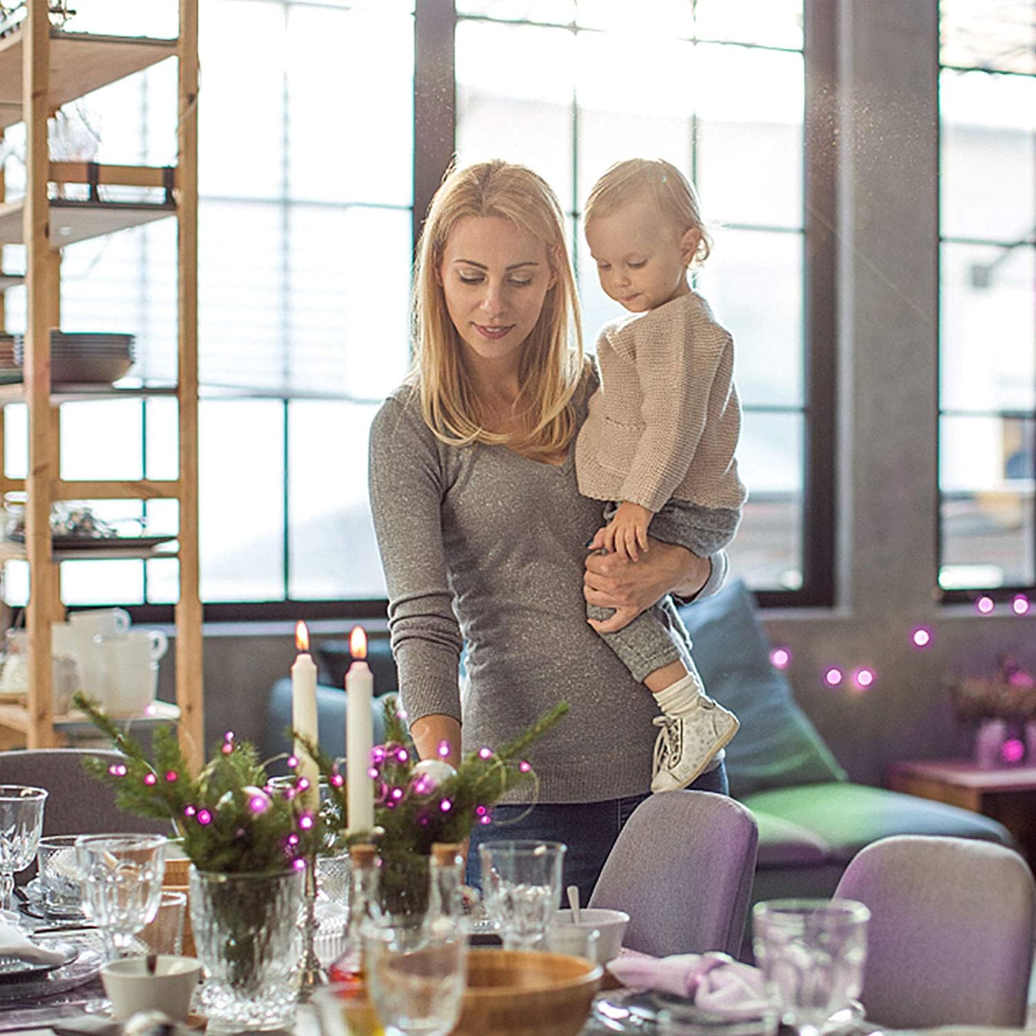 Jmexsuss 4 Pack 50 Led Fairy Lights Battery Operated 16.1Ft Pink Fairy Lights Indoor Outdoor Waterproof For Gifts Weeding Birthday Christmas Decorations