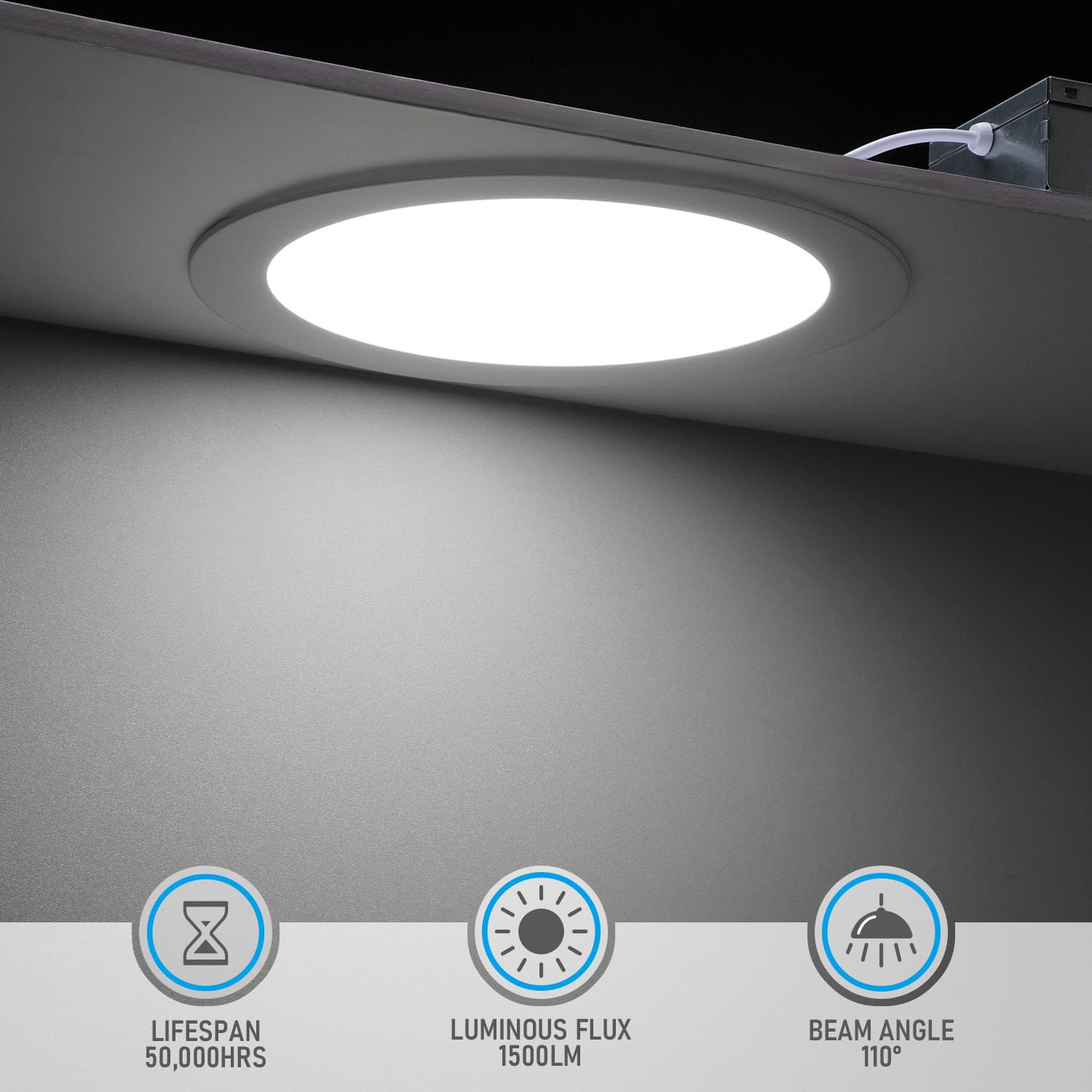 TORCHSTAR 12-Pack Ultra-Thin LED Recessed Lighting, 8 Inch, Aluminum, Daylight 5000K, Dimmable, Model A-49989, 1500