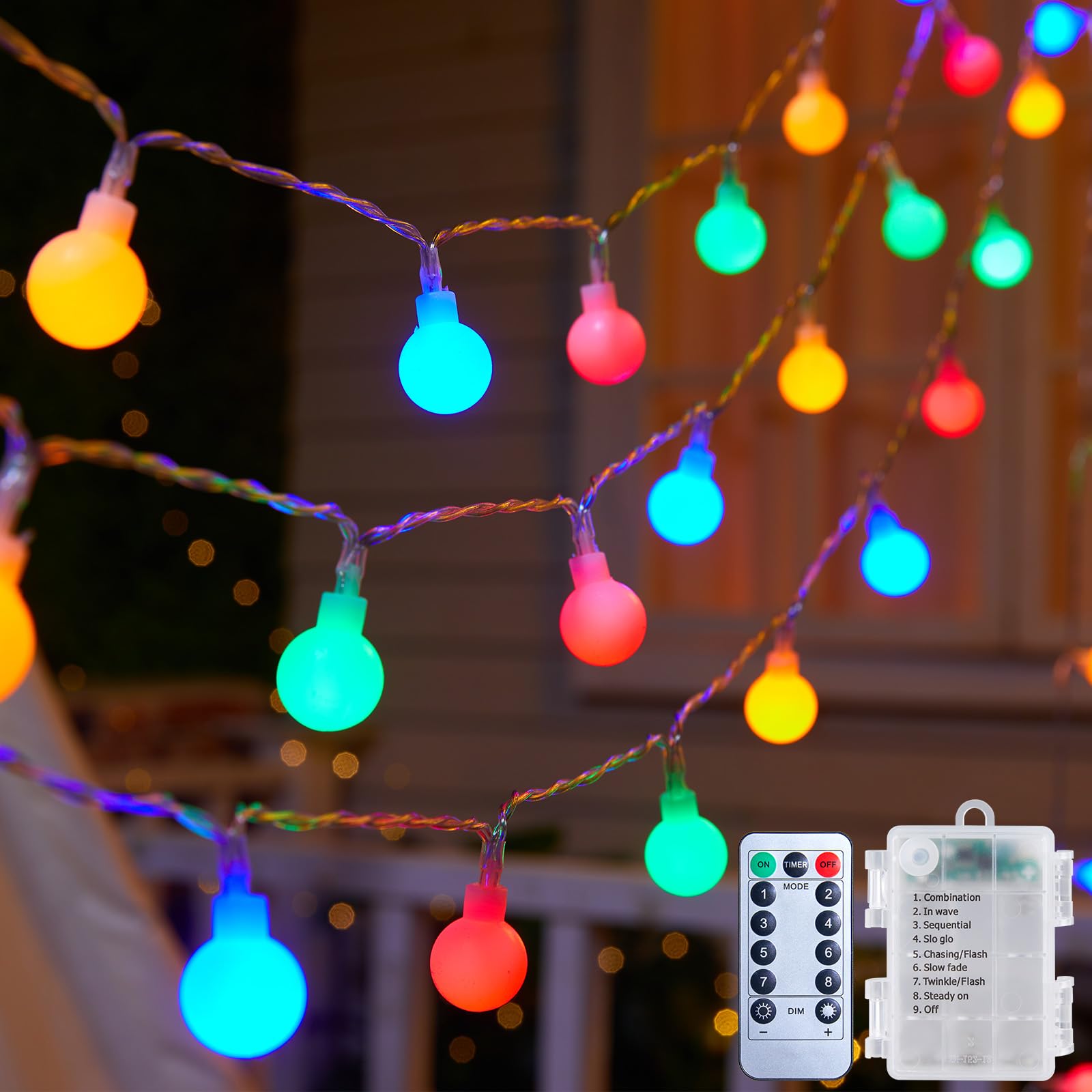 LED String Lights Battery Operated - 21 Feet 60 Led Fairy Lights, 8 Modes with Remote Mini Globe Lights for Indoor Outdoor Bedroom Party Wedding Garden Christmas Tree Decor, Multicolor