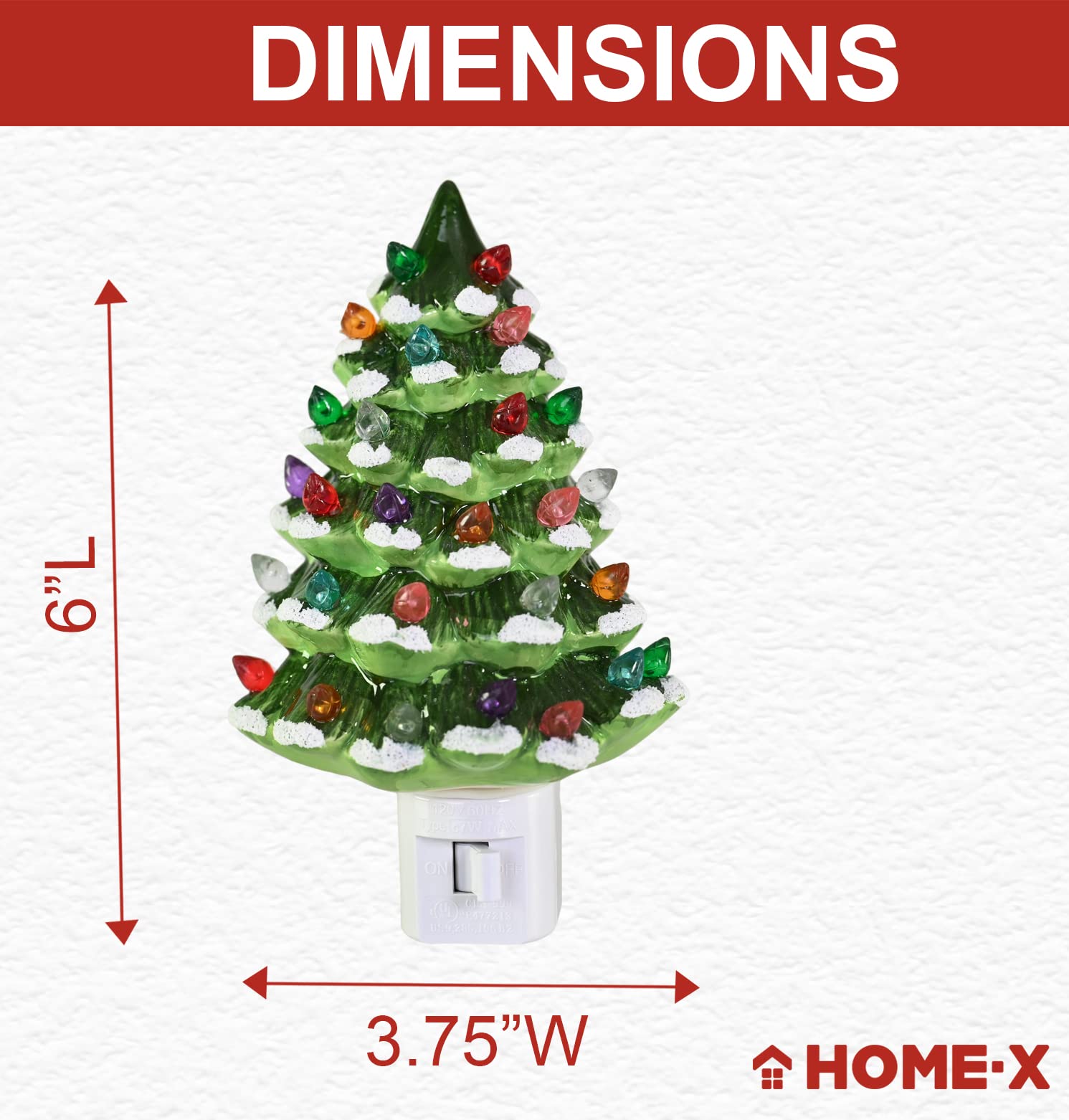 Home-X Christmas Tree Night-Light Plug-In, Vintage Festive Night-Light For Kids And Adults, Green