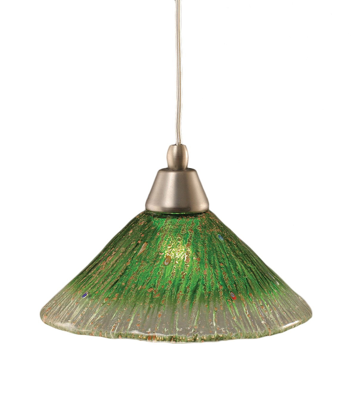 Toltech Lighting 22-Bn-437 10-Inch Cord Mini-Pendant Light Brushed Nickel Finish With Kiwi Green Crystal Glass
