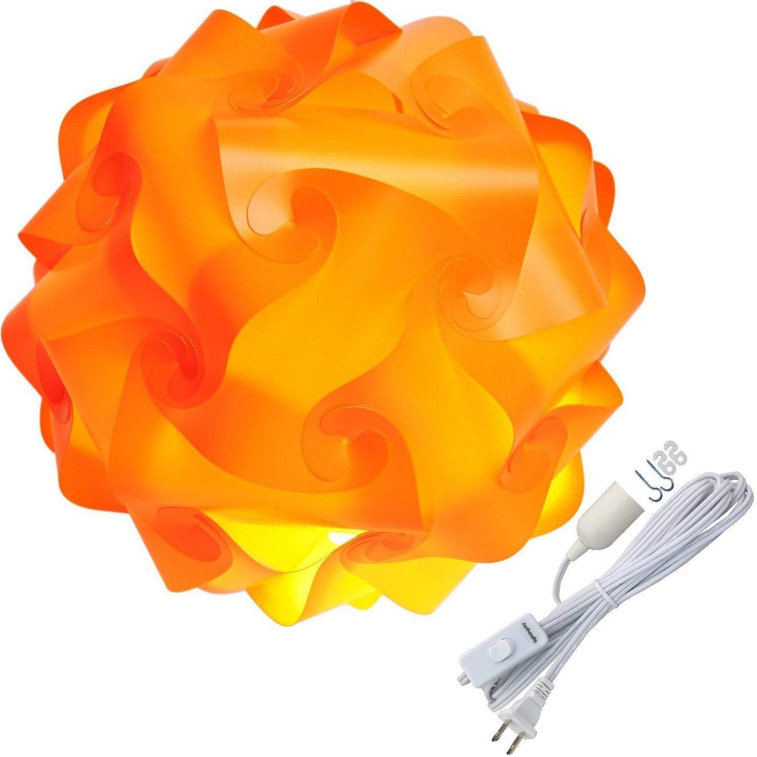 Lightingsky Diy Iq Jigsaw Puzzle Lamp Shade Ceiling Pendant Lampshade Kit With 15 Feet Hanging Cord (Orange, Xl-16 Inch)