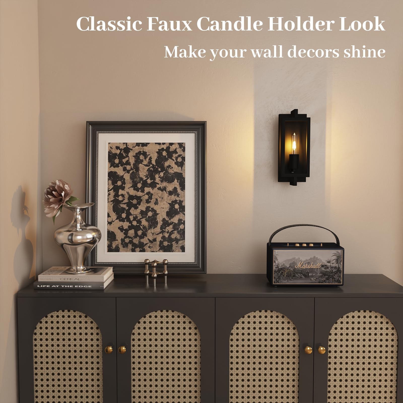 ThyFenno Vintage Wall Lights with Remote Control, Dimmable, Rechargeable, Matte Black Finish, Easy Install