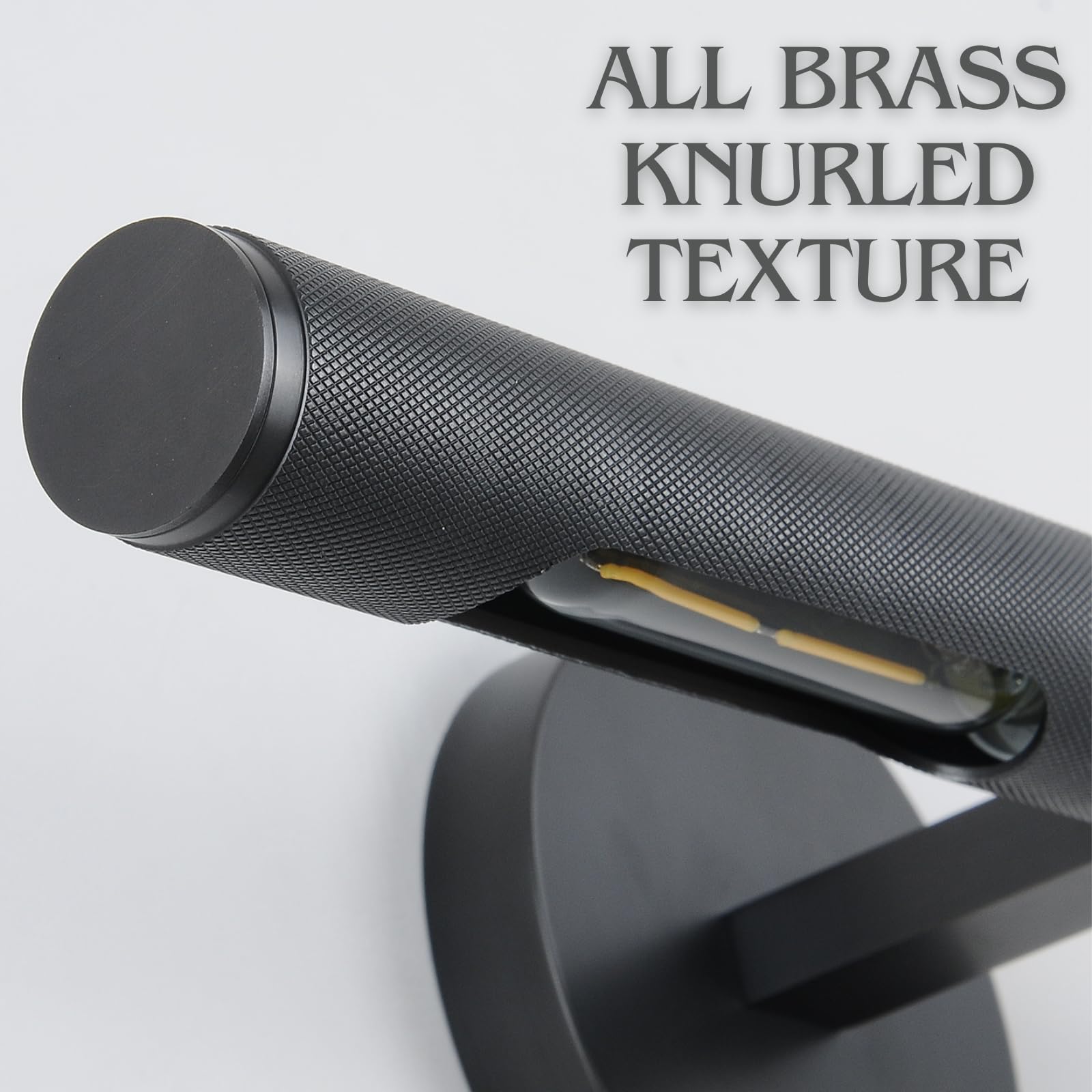 Knurldon 30" Dimmable Black Brass Knurled Picture Light, Rotatable Wall Sconce, Model 2023101202