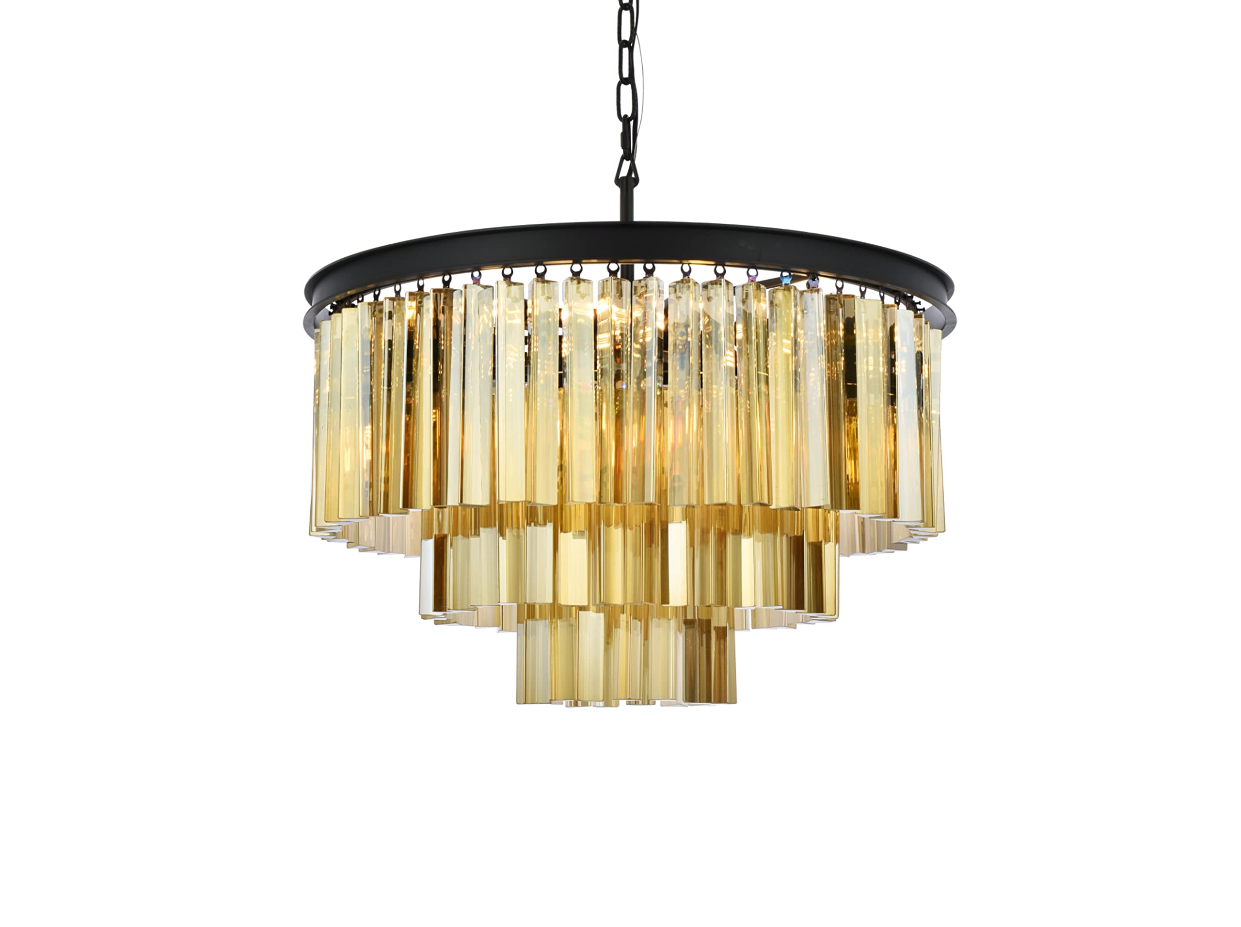 Elegant Lighting Sydney Collection 1201D26MB-GT/RC 9-Light Pendant Lamp with Royal Cut Golden Teak Crystals, Mocha Brown Finish
