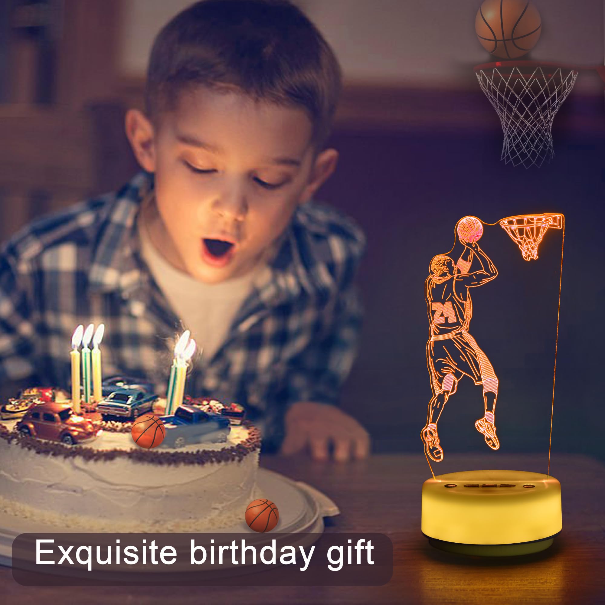 Kymellie Basketball Night Light Basketball Gifts For Boys, Basketball Lover 14 Colors Led Bedroom Sports Decor Lamp With Remote Control/Entity Key/Timer, Birthday Xmas Gifts For Boys&Girls