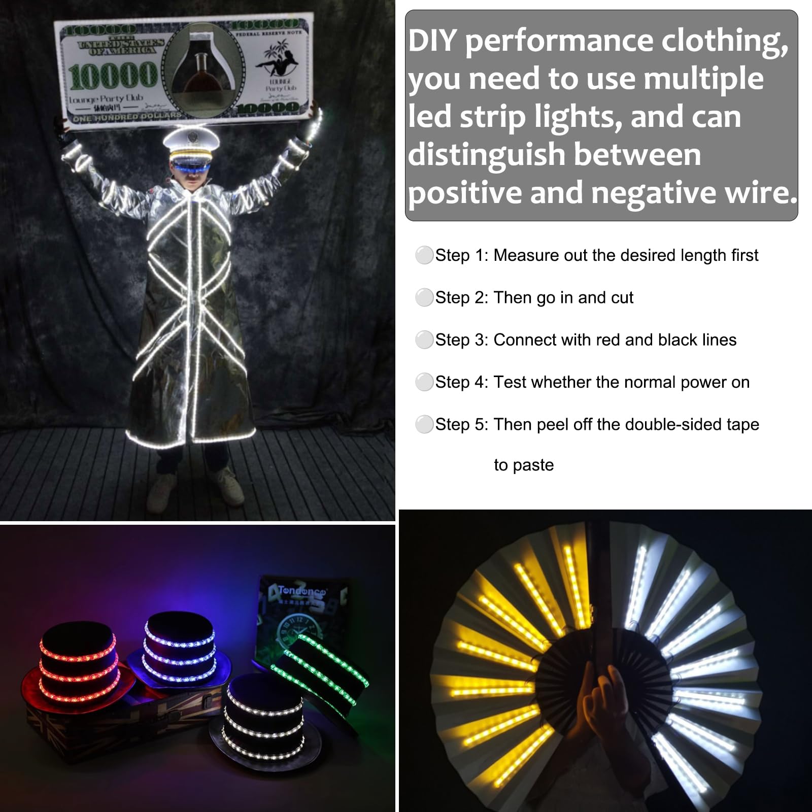 Marreal Battery Powered LED Strip Lights, Waterproof, Dimmable, 13.2ft, White, Includes 2 Rolls of 6.6ft Each, Model M33305