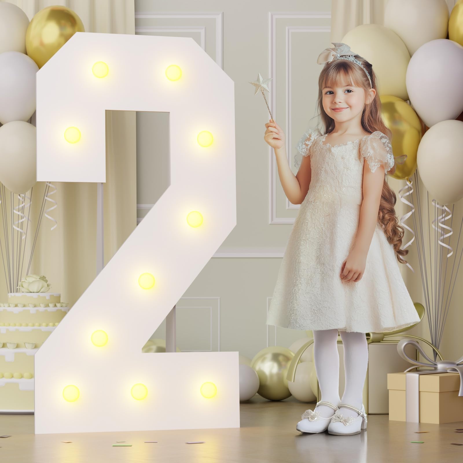 4Ft Marquee Numbers  Big Light Up Numbers For 2Nd 25Th Birthday Decorations - Warm Light 4 Feet Tall For Anniversary Party Decor  Number 2