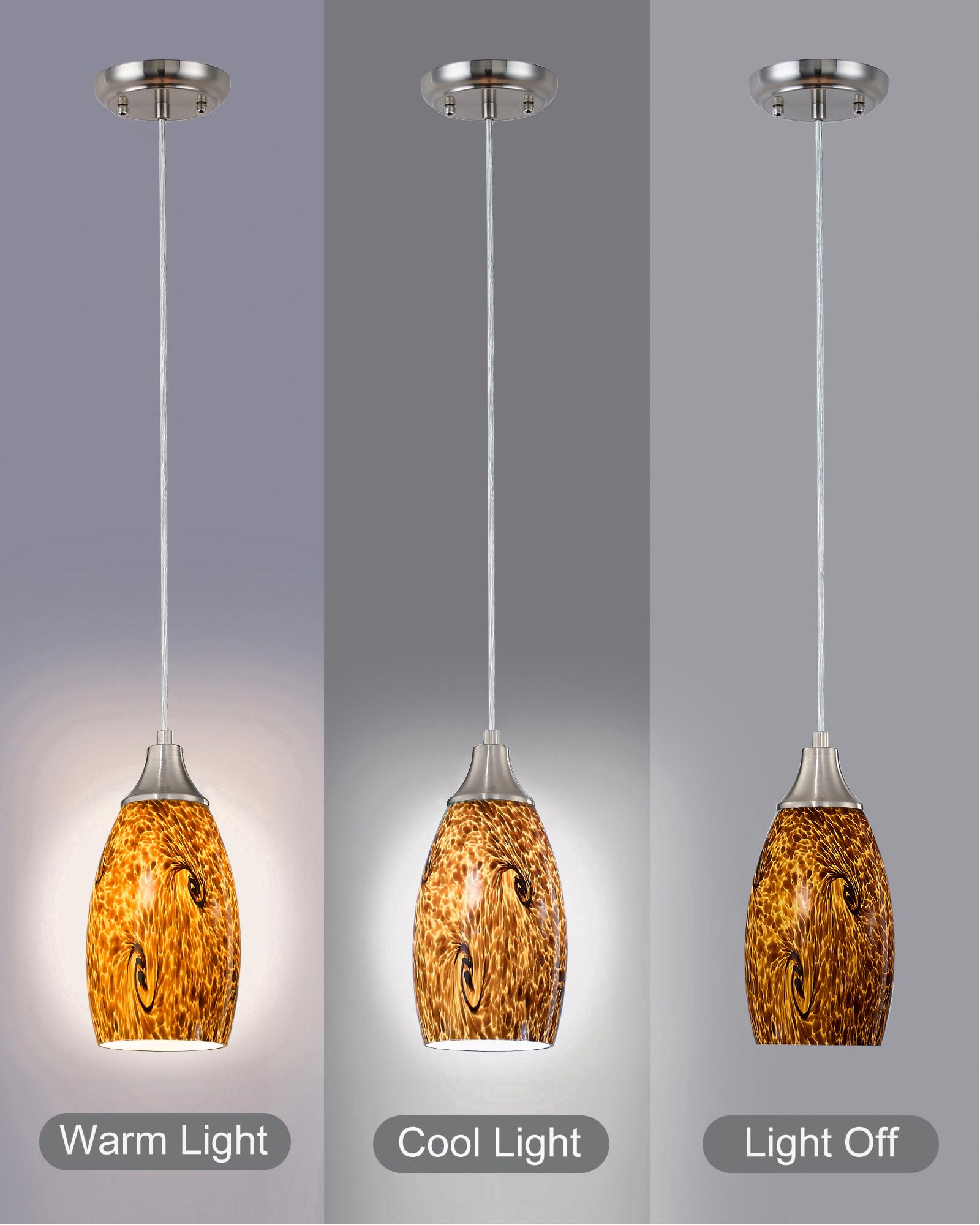Mini Glass Pendant Lights For Kitchen Island1Pack Hand Blown Art Glass Pendant Light Shade With Brushed Nickel Finish Black And Yellow Swirl Glass Lamp Shade For Kitchen Over Sink Dining Room
