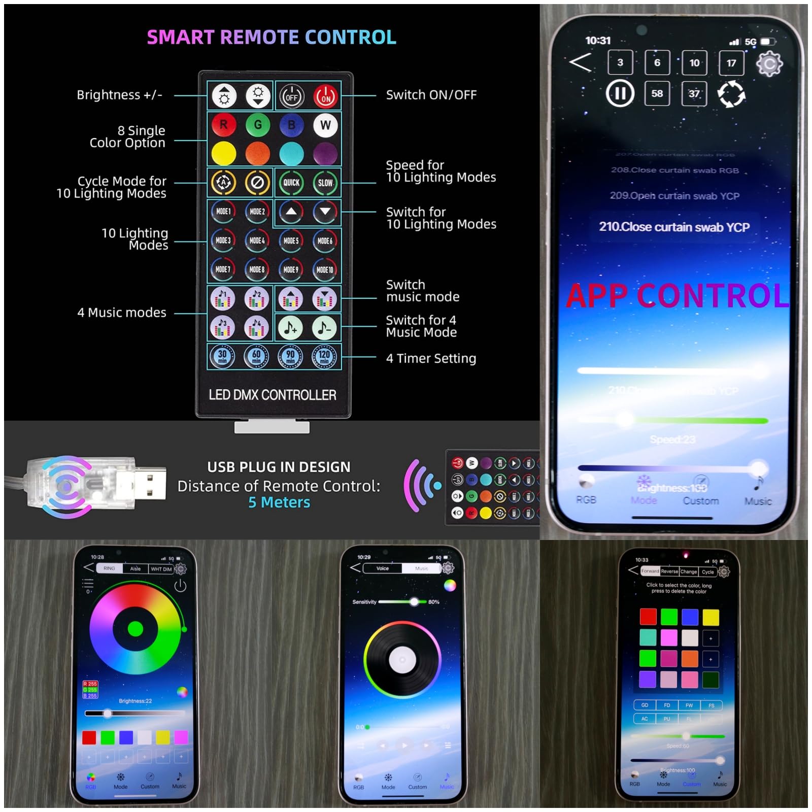 Shinecai 10Ft Rgb Star String Light - 305Led Waterproof Christmas Decor With Remote App Control