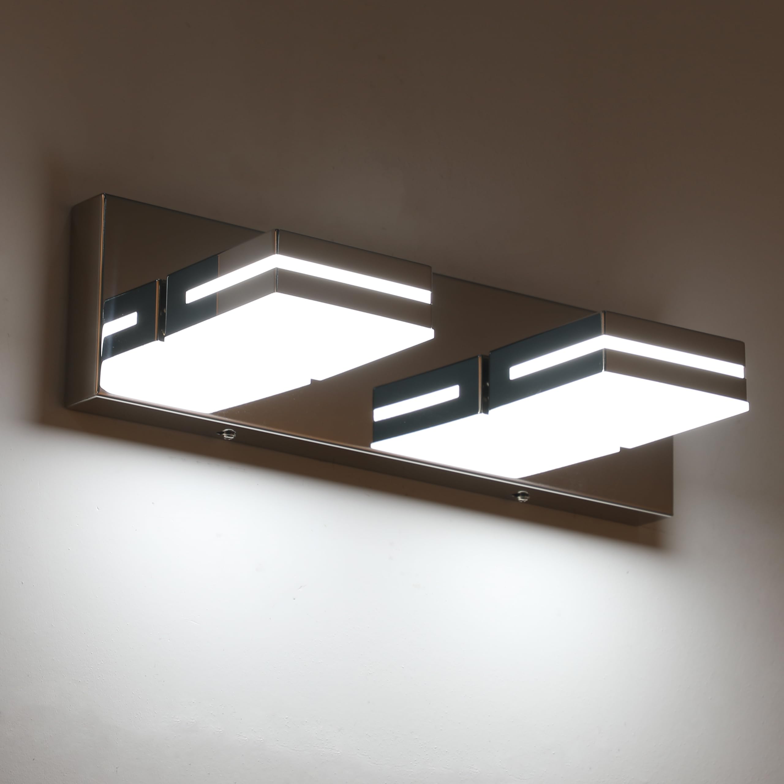 SineRise LED Bathroom Vanity Light Fixtures, 2-Light 15.5-Inch, Chrome Acrylic, Model H0001-16, Cool White 6000K