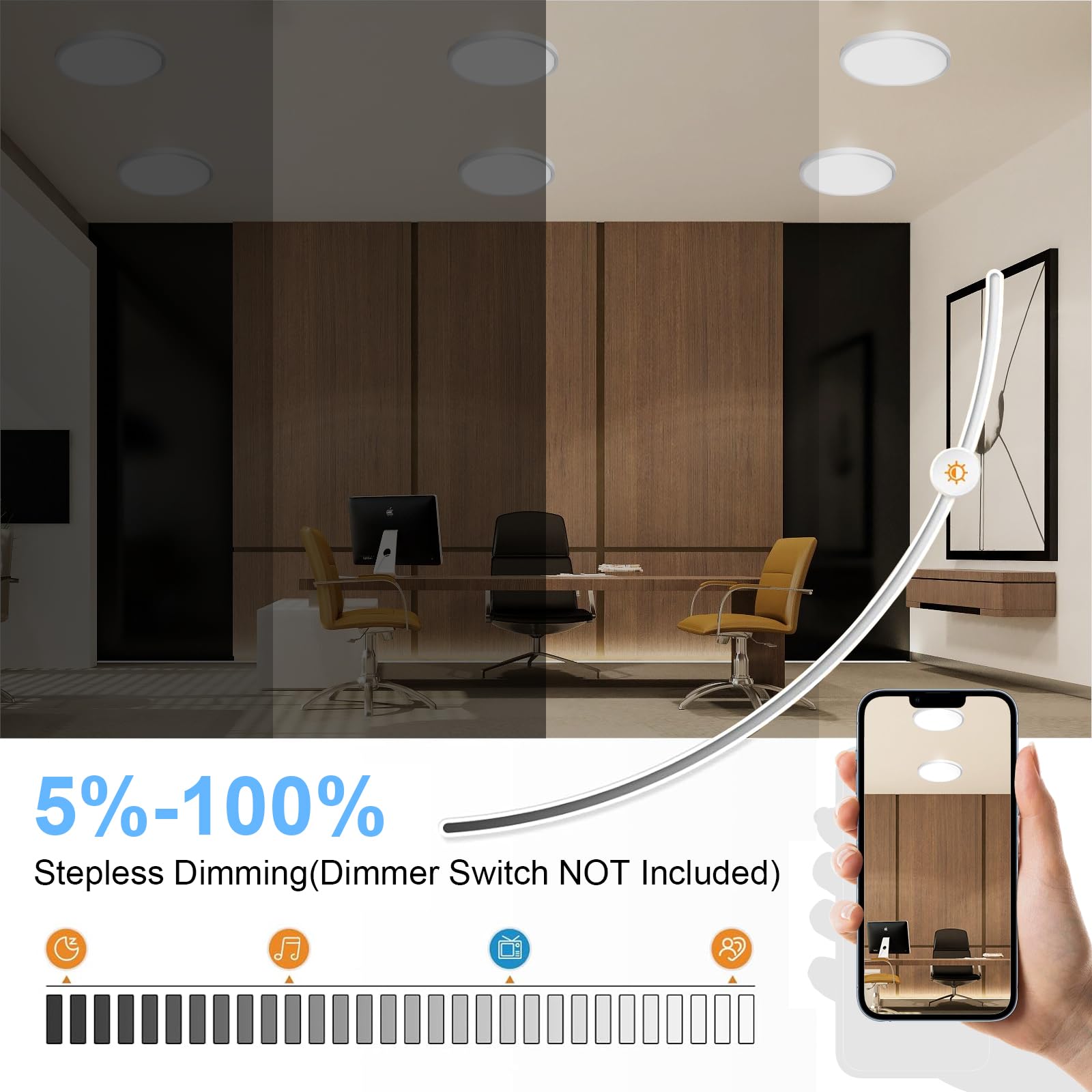 Dllt Led Flush Mount Ceiling Light: 2Pack 12 Inch Super Slim Kitchen Lighting Fixtures Ceiling - 5 Color Temperatures (2700K-600