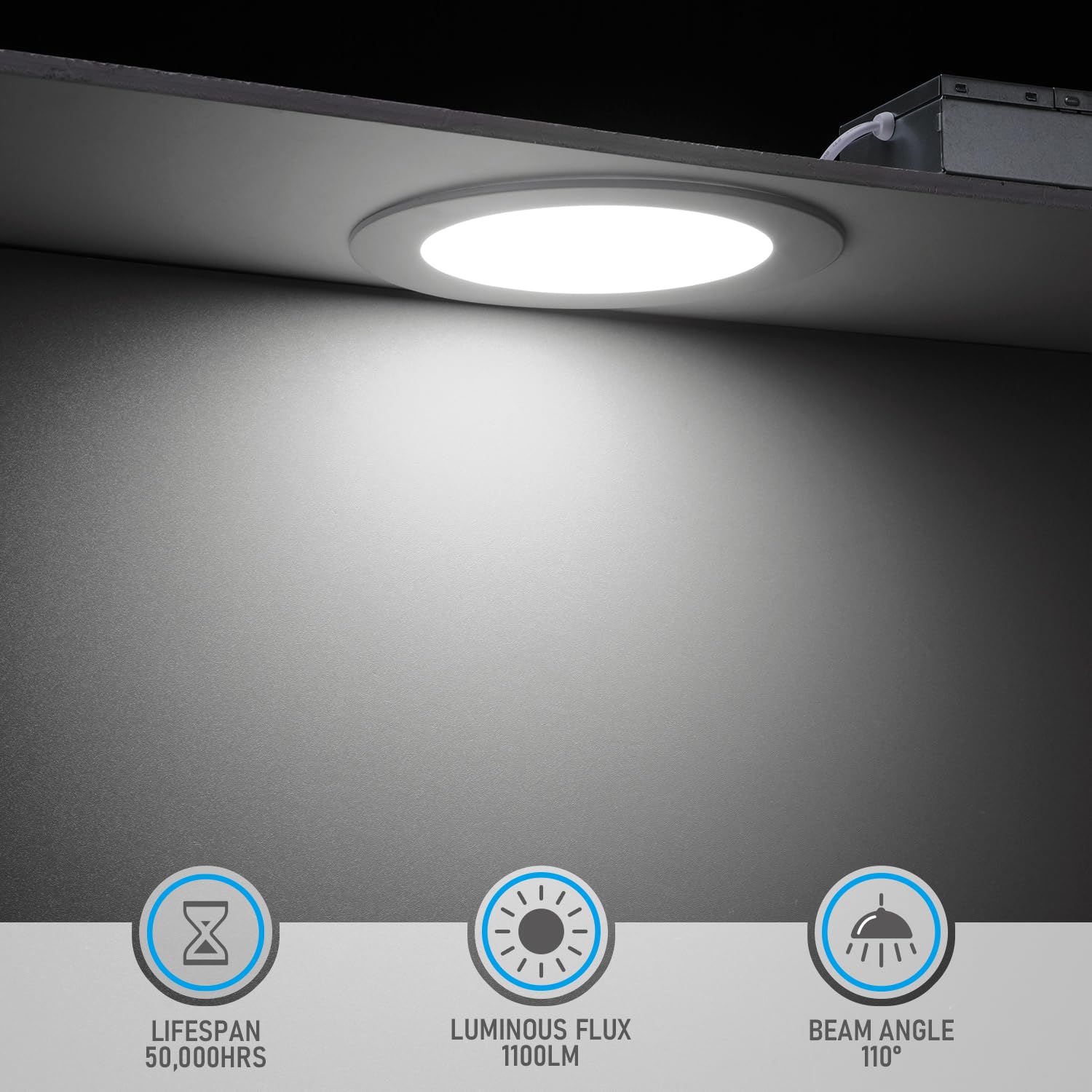 Torchstar 6 Inch Slim Led Recessed Lighting With Junction Box, Aluminum Dimmable 12W Ultra-Thin Led Recessed Light, 5000K Daylig