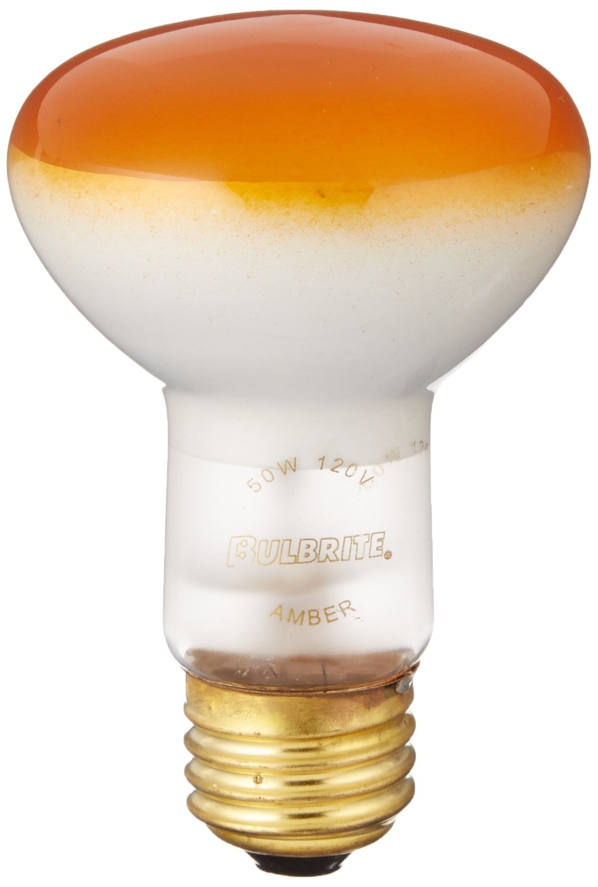 Bulbrite 50R20A 50W Amber Incandescent R20 Reflector Light Bulb - Copper Material