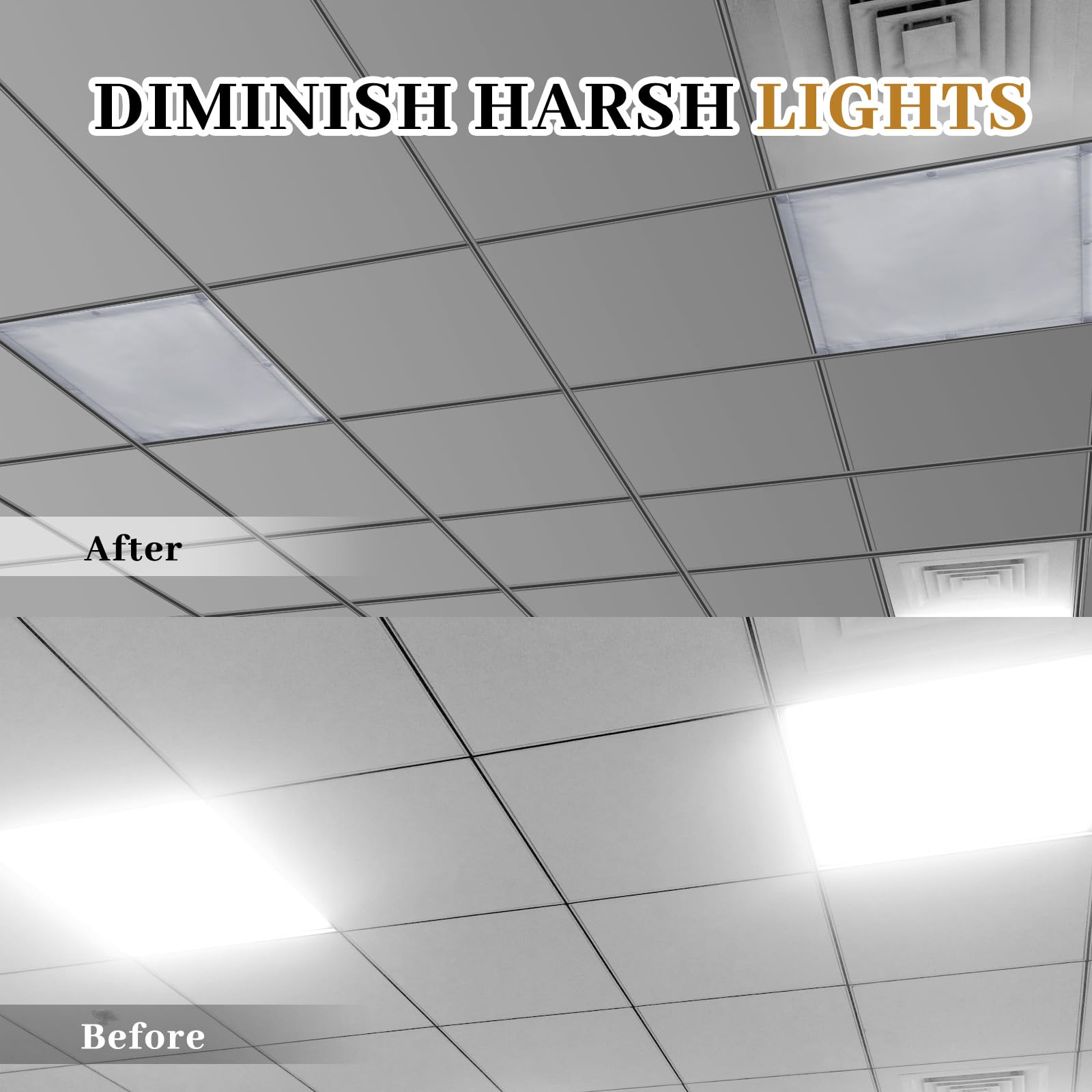 VIHOSE 4 Pcs Fluorescent Light Covers for Ceiling Lights - Reduces Glare & Flicker - 2 x 2 Feet - Solid Style - Model ANB-VIHOSE
