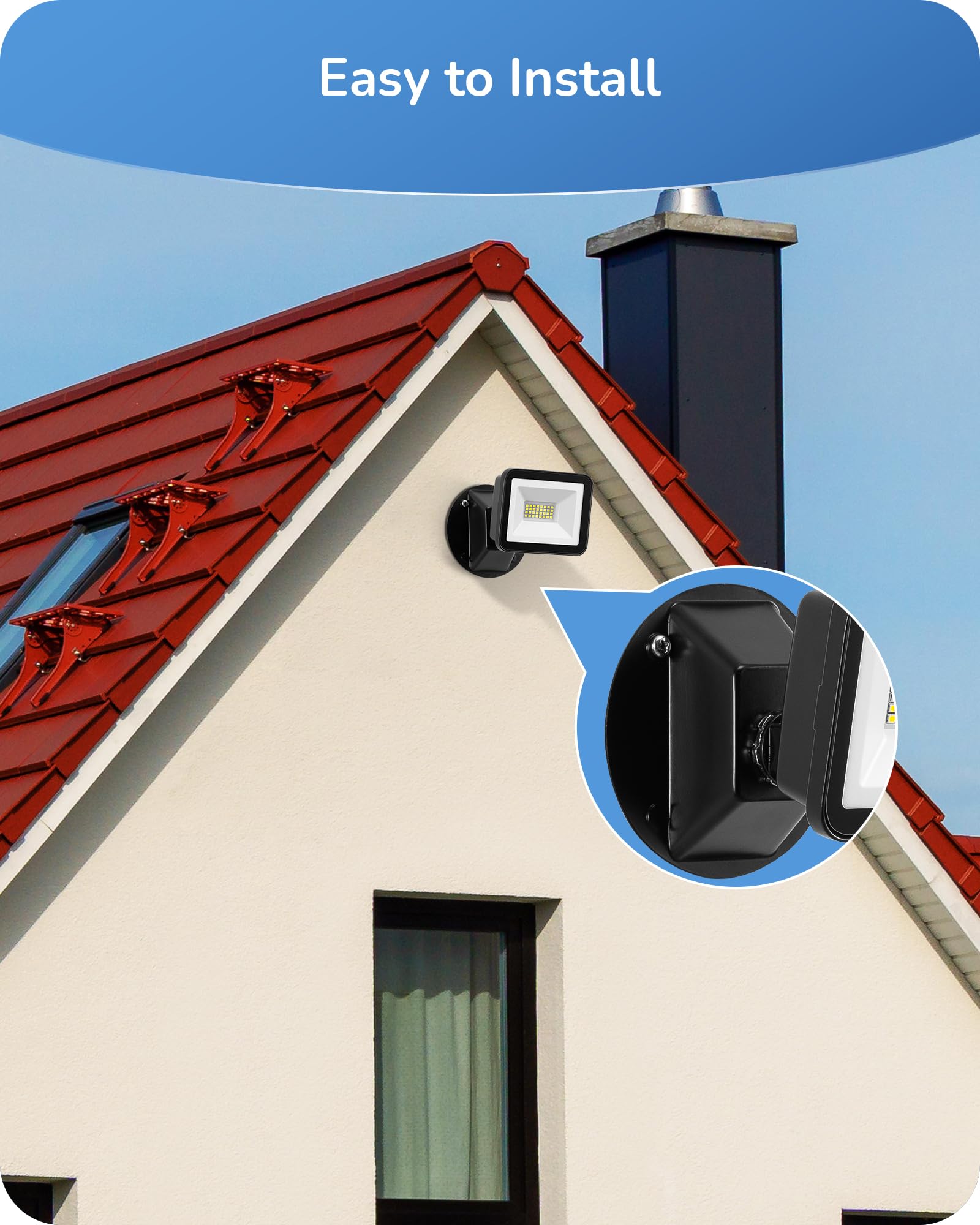 Edishine Led Flood Light Outdoor, 3400Lm 24W Led Security Light, 5000K Daylight White & Cri 70+, Ip65 Waterproof Flood Lights Ou