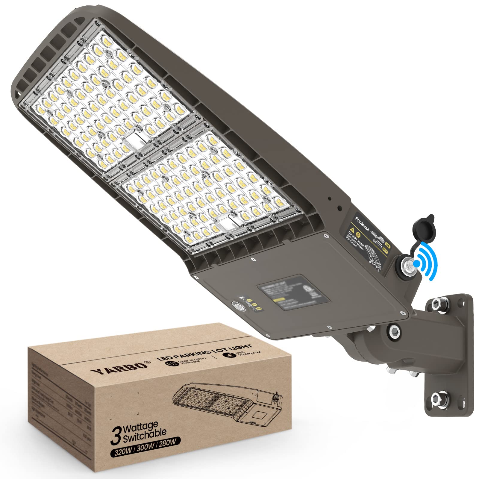 YARBO 320W LED Parking Lot Light 300W 280W Tunable, 5000K, 51200LM 160LM/W Parking Lot Light, Dimmable LED Shoebox Light, Dusk t