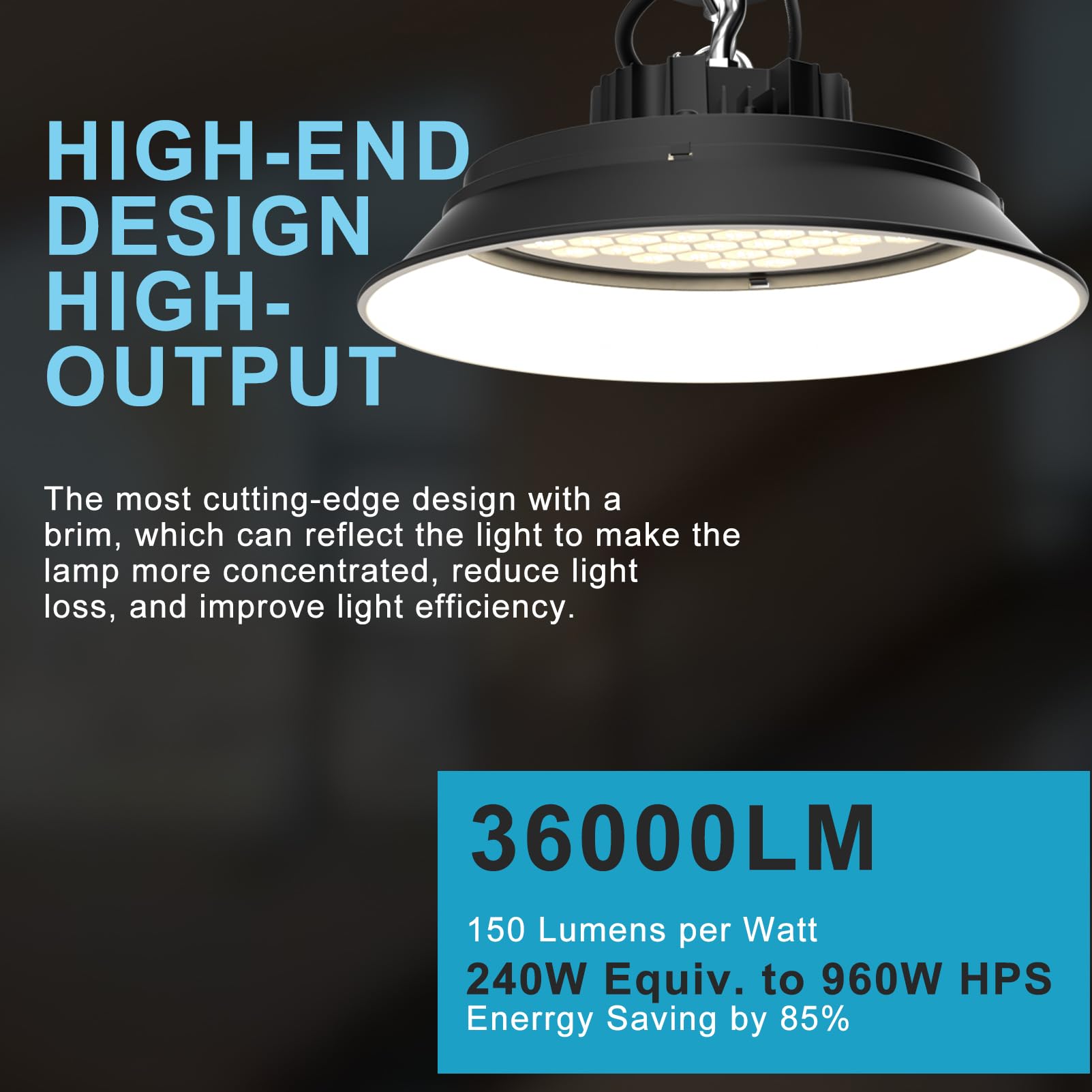 Lightdot 240W Led High Bay Light With Diffuser, 36000Lm Ufo Lights, 5000K Daylight, Ac100-277V For 25-35Ft Height - 5 Yr Warrant