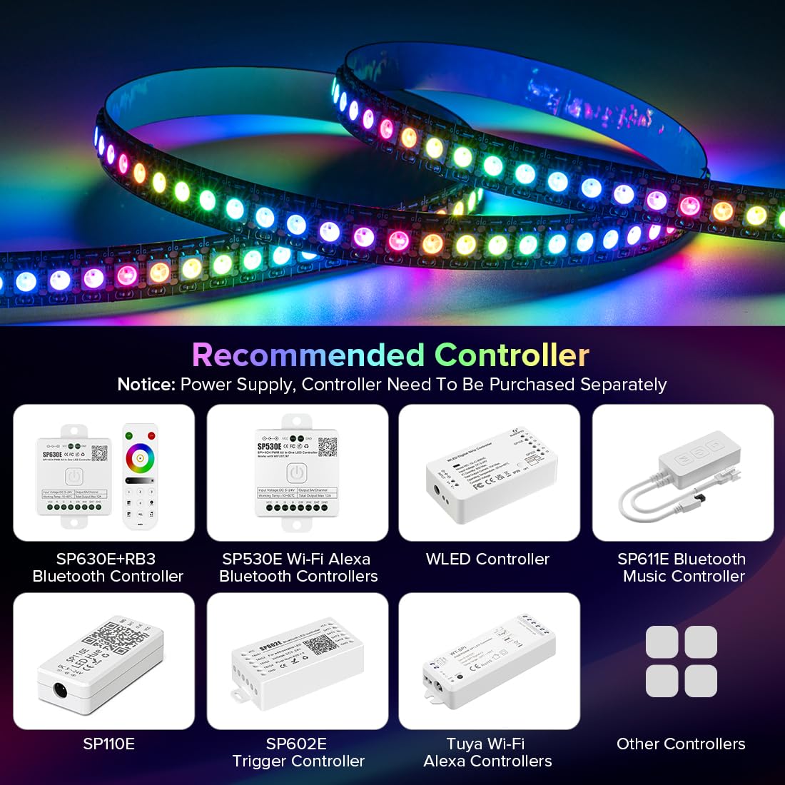 Sezo Ws2812B Led Strip Light 3.3Ft/1M 144Leds/M Individually Addressable Programmable 5050Smd Digital Rgb Alloy Wires Flexible D