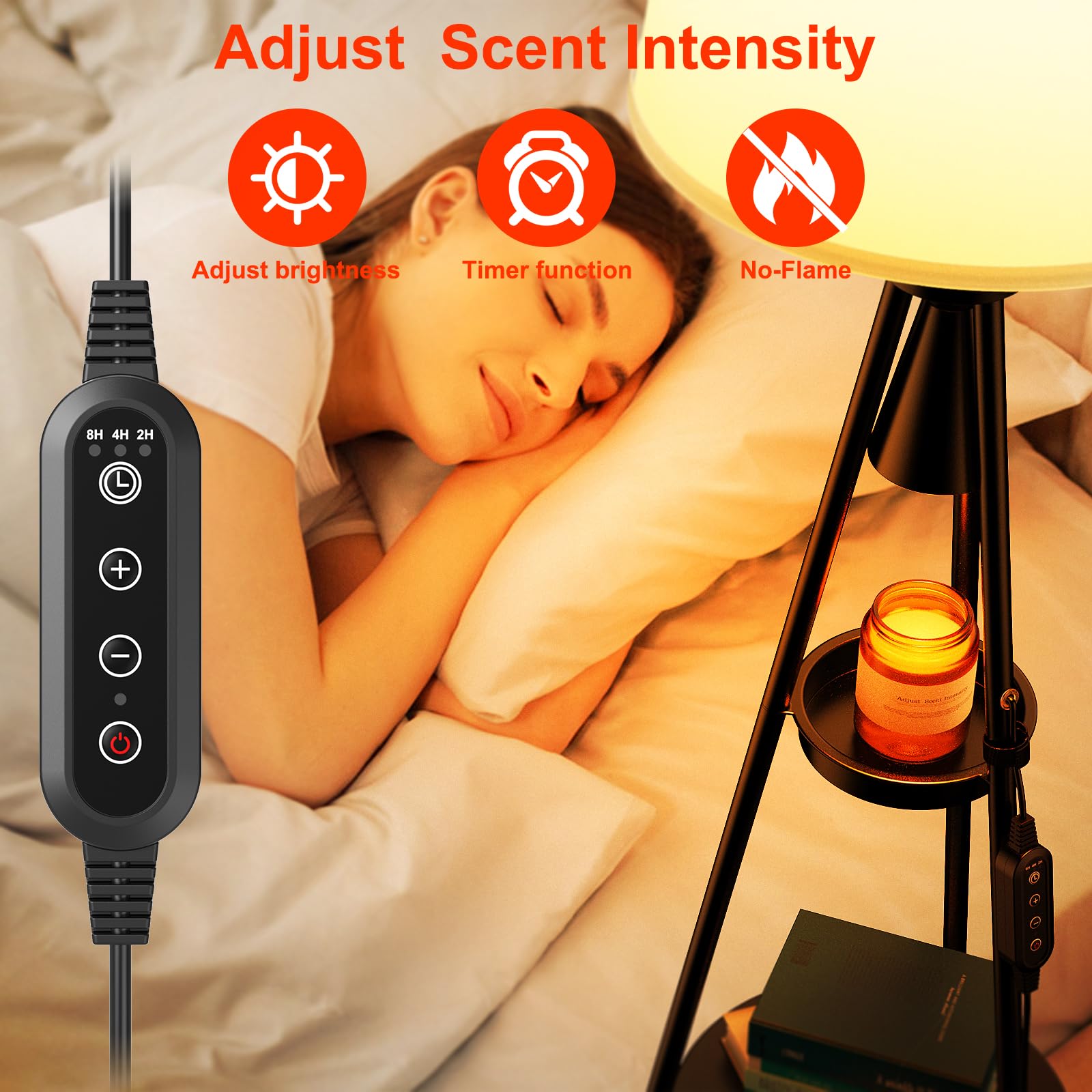Tripod Floor Lamp, Candle Warmer Lamp With Timer, Dimmable Standing Tall Lamp For Living Room Bedroom, Wifi Smart Rgb Light Comp