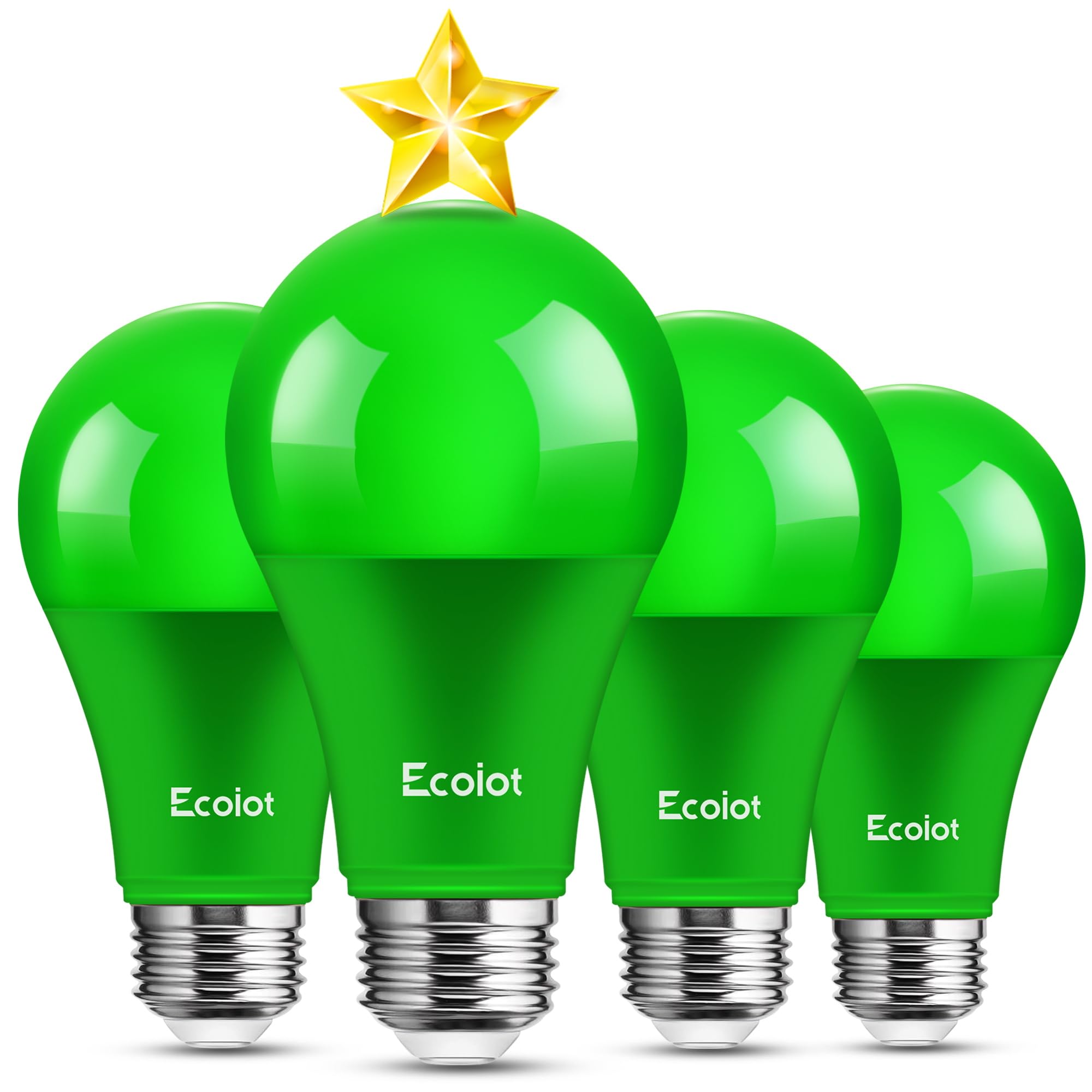 Ecoiot Green Light Bulb Outdoor, 9W (60W Equivalent), E26 Base Non-Dimmable, Led Bulbs For Christmas, Party, Porch Decoration, H
