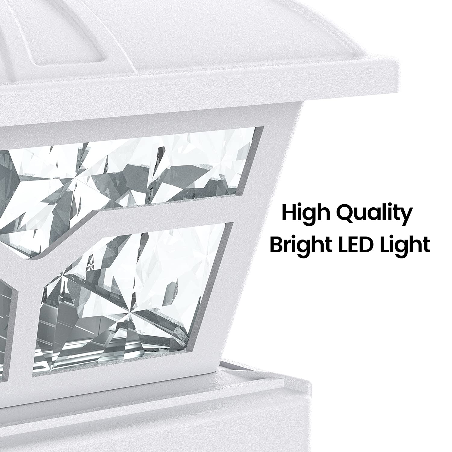 SIEDiNLAR Solar Post Cap Lights, 2 Color Modes, 8 LEDs, 1 Pack, White, Model SD020W-1PK