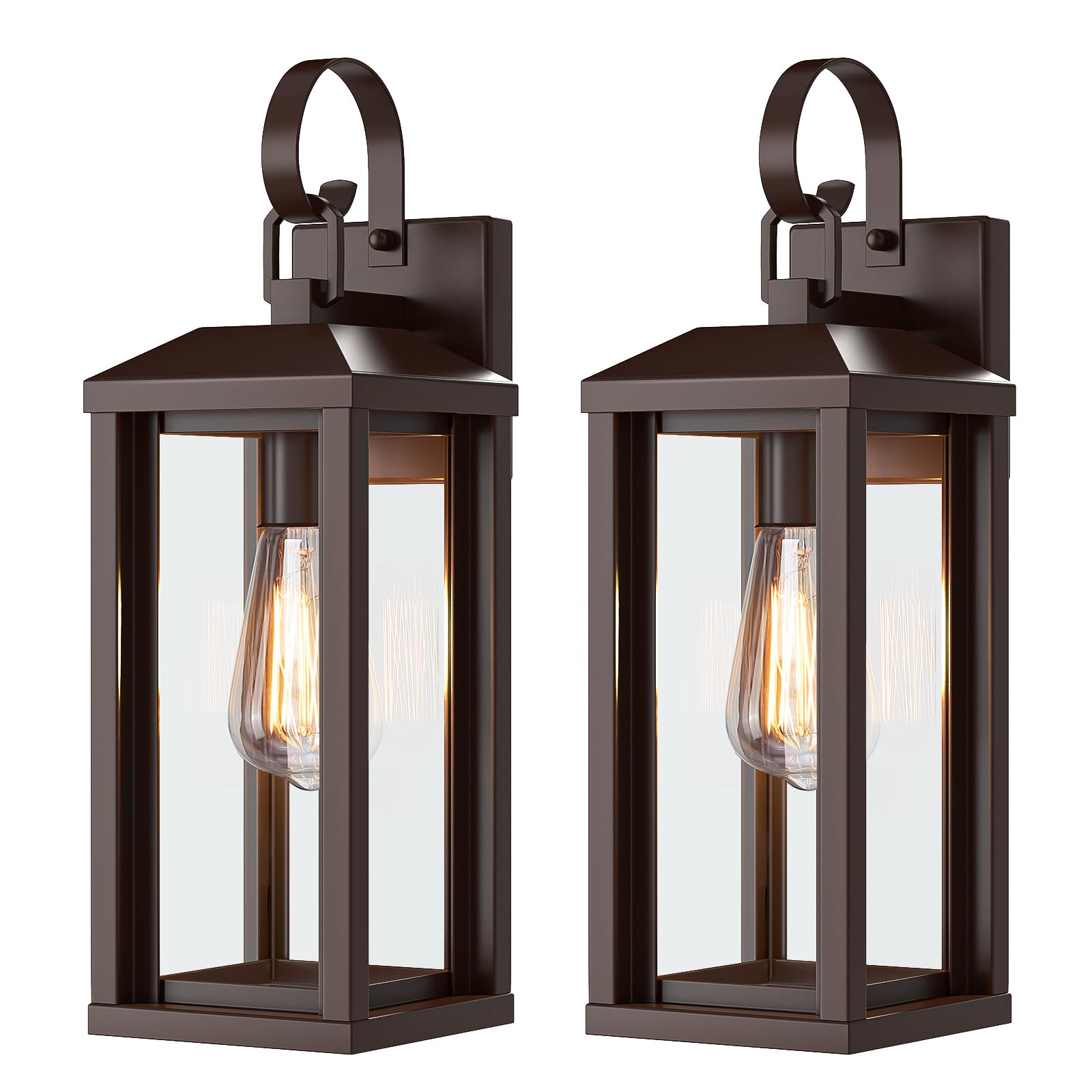 Snru 17 Brown Large Exterior Lighting Fixtures 2Pack  Waterproof Outdoor Wall Porch Lights Sconces Wall Mount  Coach Lights For Garage Carriage Lights Exterior For House