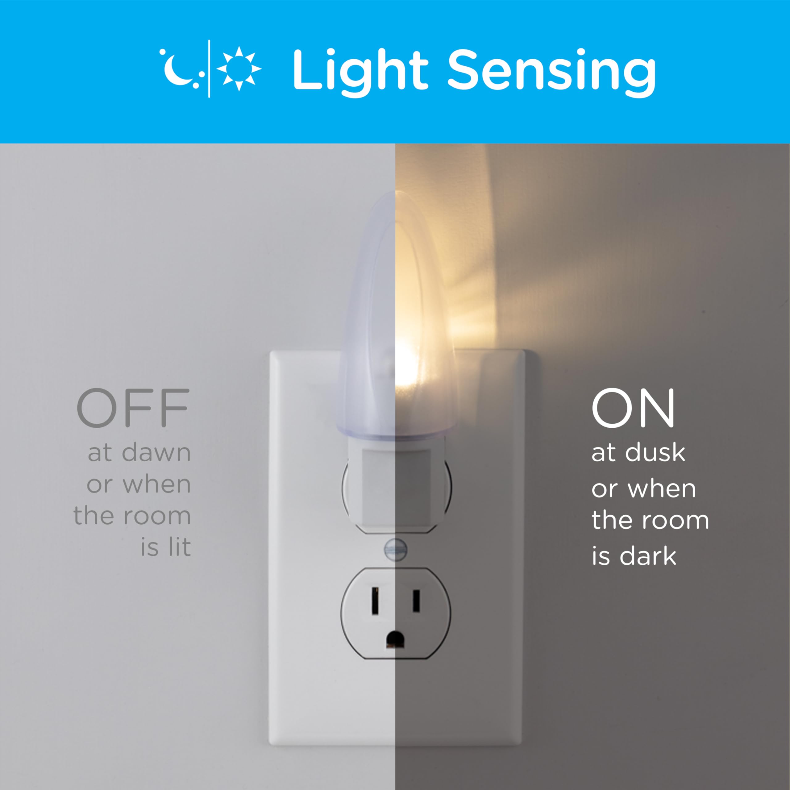 Lights By Night LED Night Light, Dusk to Dawn Sensor, Warm White, Plastic, Model 11375, 1 Pack, White Shade