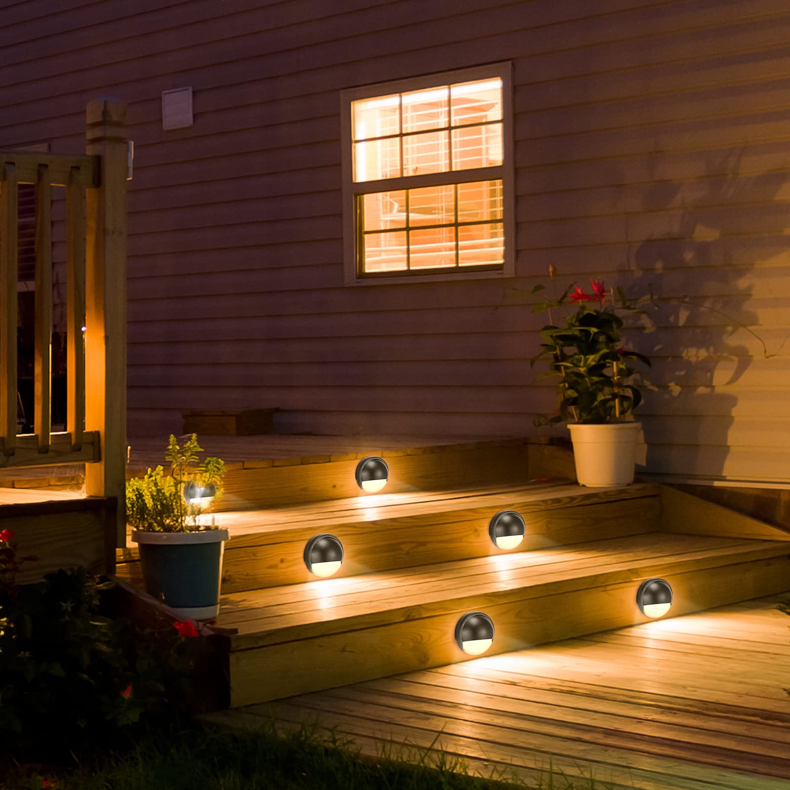 Tuanse 18 Pack Low Voltage LED Deck Lights, 2.5W Waterproof Outdoor Stair Railing Lights, Black, 12-36V, Ideal for Yard Pathway Decor