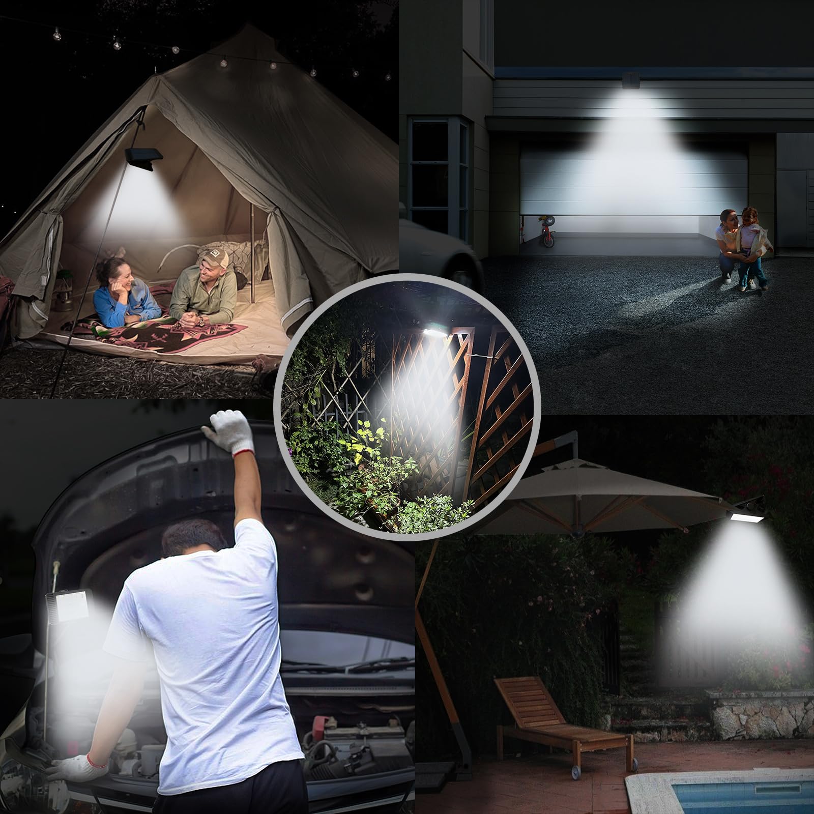 Voominhtec Clip On Solar Lights 48 Leds Motion Sensor Lights Outdoor Battery Replaceable Ip65 Waterproof 3 Mounting Ways For Fence, Wall, Deck, Garage, Patio Umbrella (4 Pack)