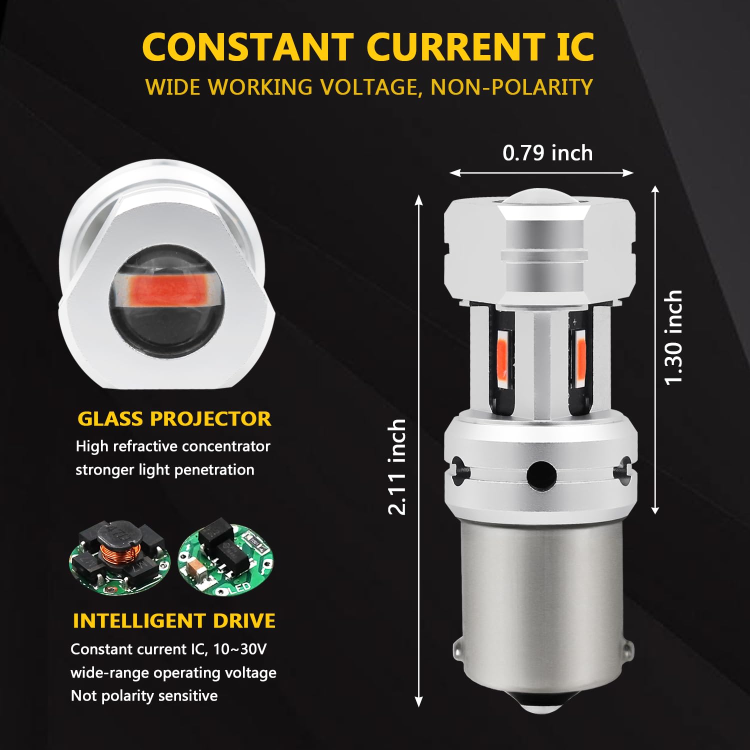 PHINLION 1156 P21W Red LED Light Bulbs, 3600 Lumens, Super Bright Replacement for Car Truck Motorcycle Brake Tail Lights