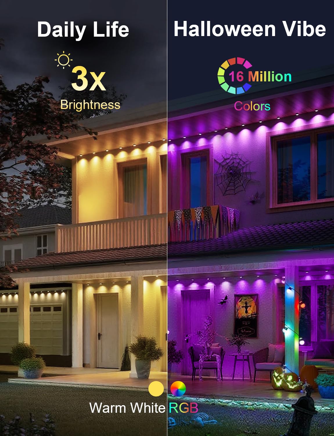 Nexillumi Smart RGB Outdoor Lights, 400FT, IP67 Waterproof, Model LX20250312-120M, Perfect for Halloween & Christmas Decorations