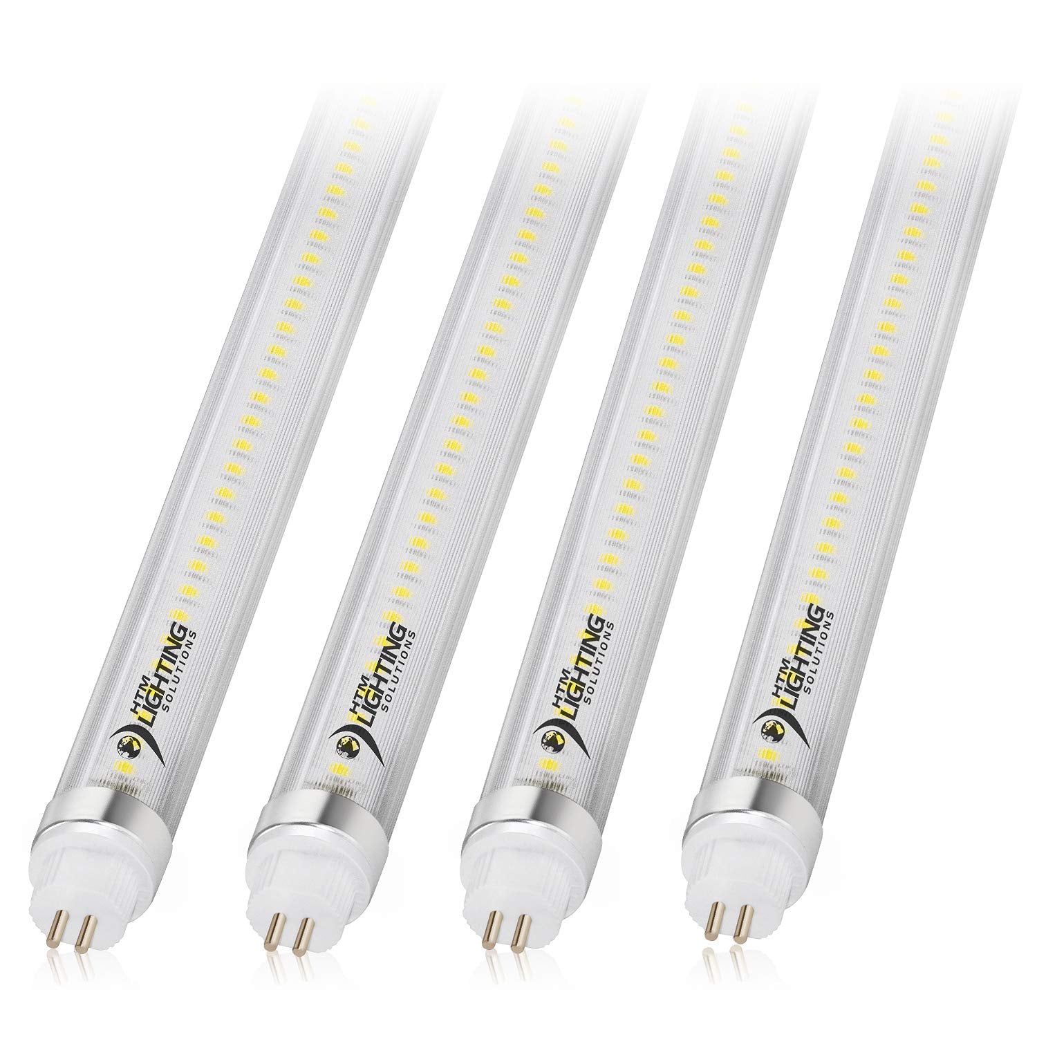 HTM LIGHTING SOLUTIONS 4ft T5 High Output LED Tube Light 24W 4000K Clear Lens G5 Mini Base Dual-End Powered 4-Pack