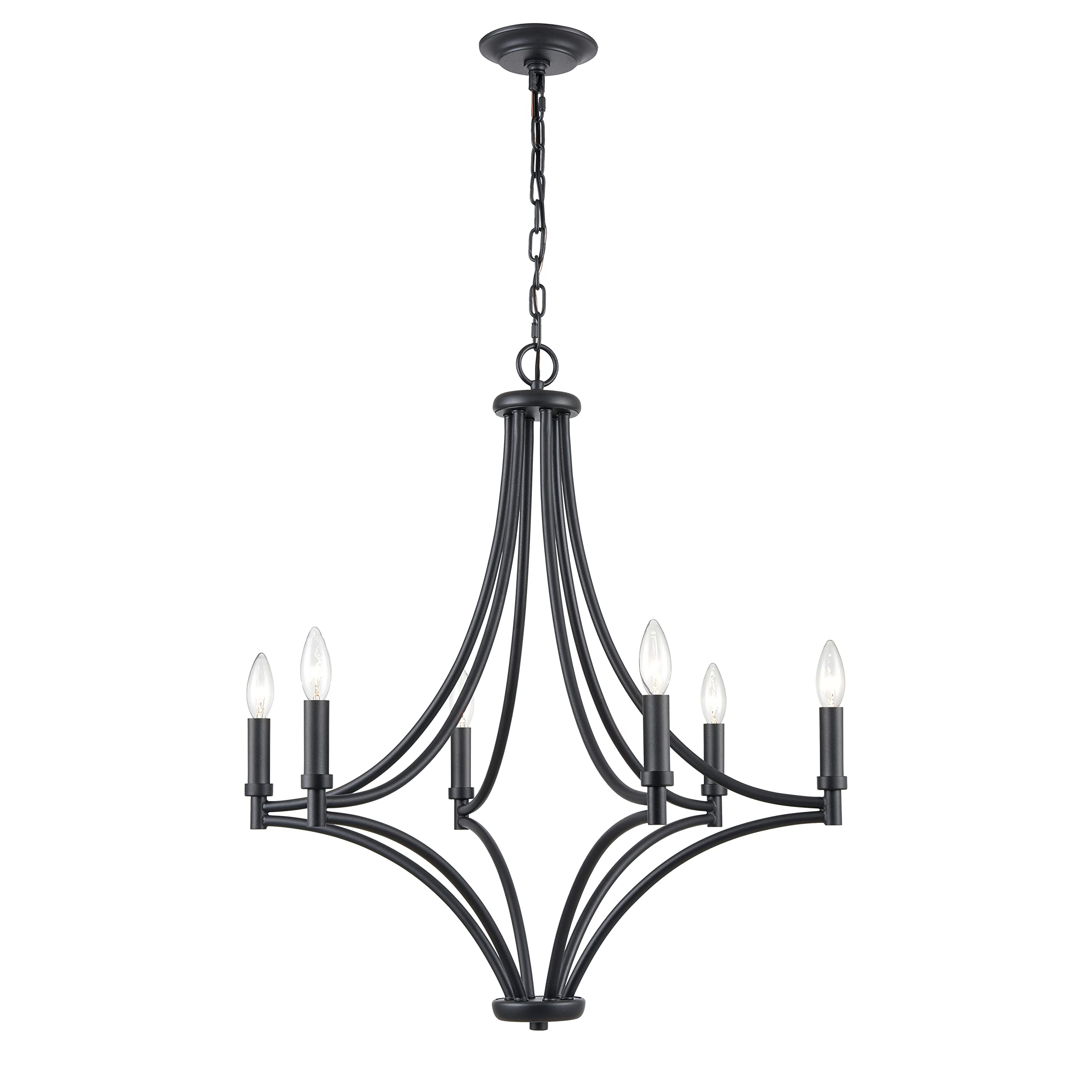 Elk Lighting Spanish Villa 6-Light Chandelier, Charcoal/Satin Brass/Satin Nickel, 26X26X29