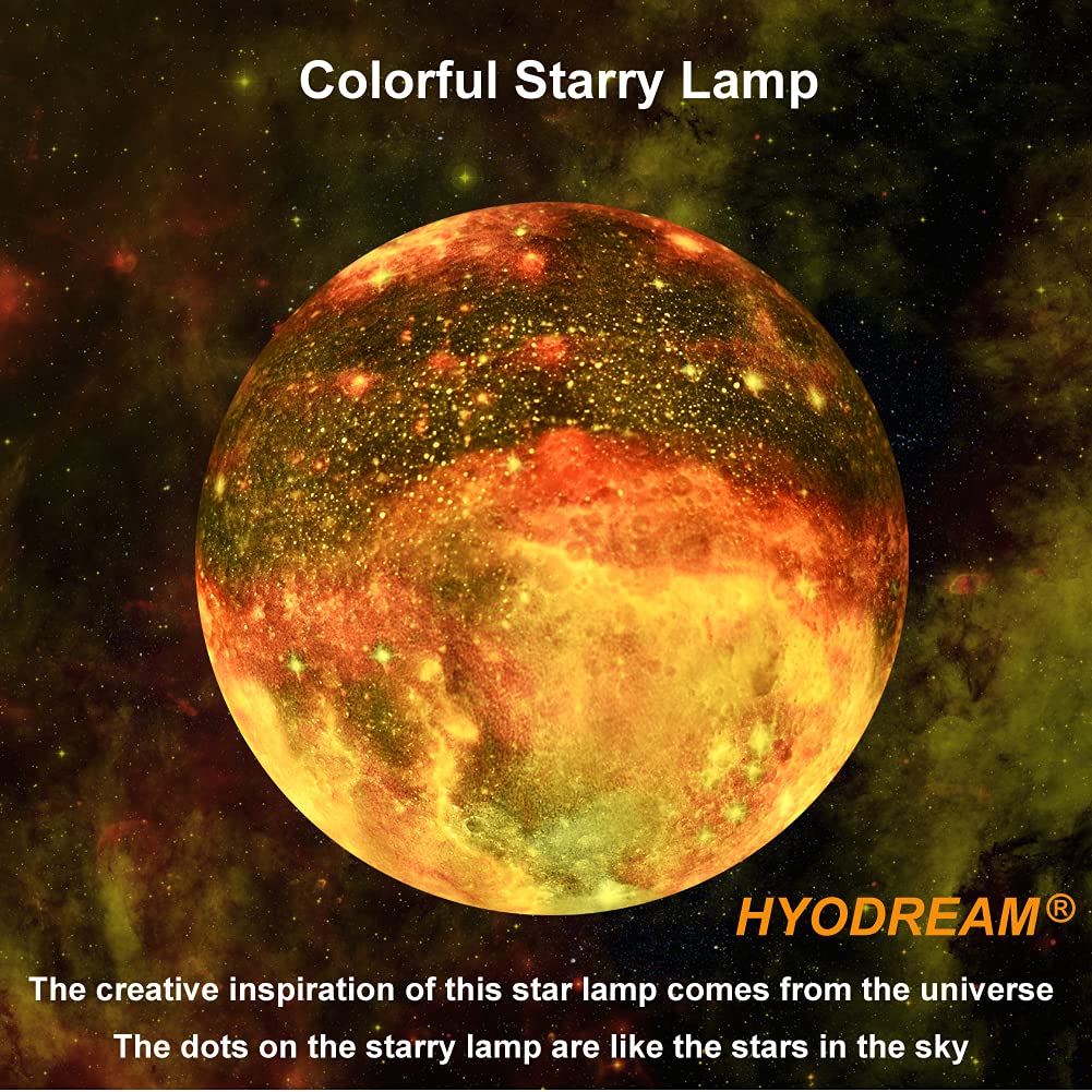 HYODREAM Moon Lamp - 5.9'' Rechargeable Night Light, Touch & Remote Control, 16 Colors, Multicolor, Model RF-06082019